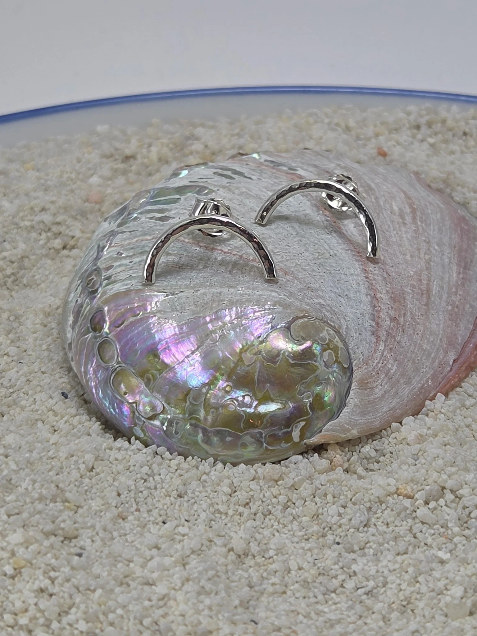 Half Round Silver Earrings
