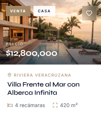 propiedad en venta en Riviera Veracruzana con vista al mar y alberca infinita