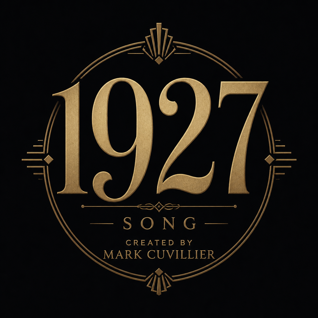 Golden logo with the number 1927, the word SONG, and creation credit to Mark Cuvillier, set against a black background.