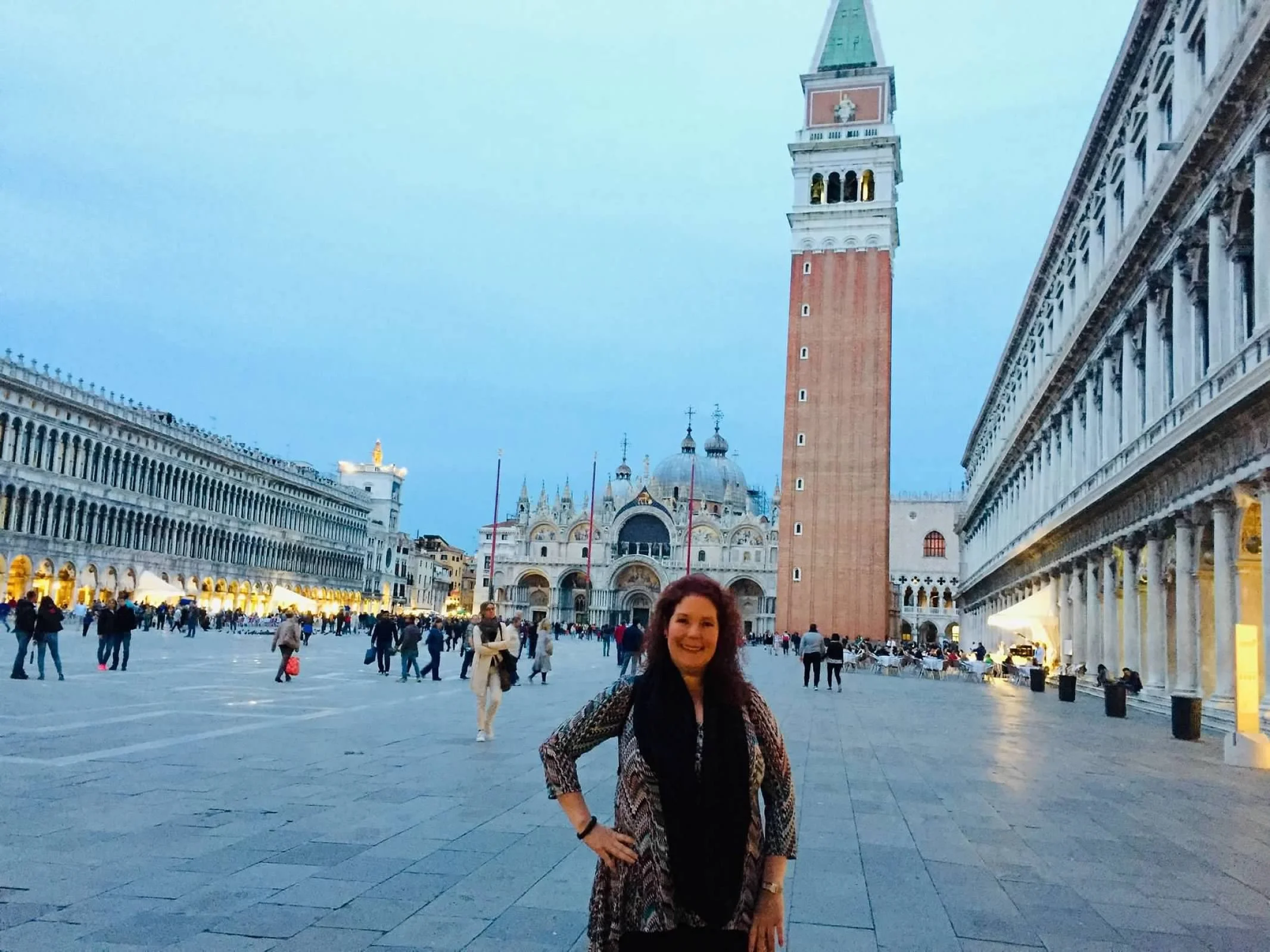 Amanda Bacqué in St. Mark's Square Venice Italy October 2019.
