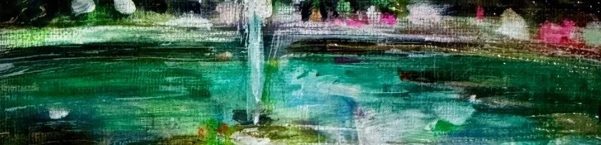 Close up detail of acrylic painting Réflexion by Solveiga from Carré d'Artistes Paris 2025.