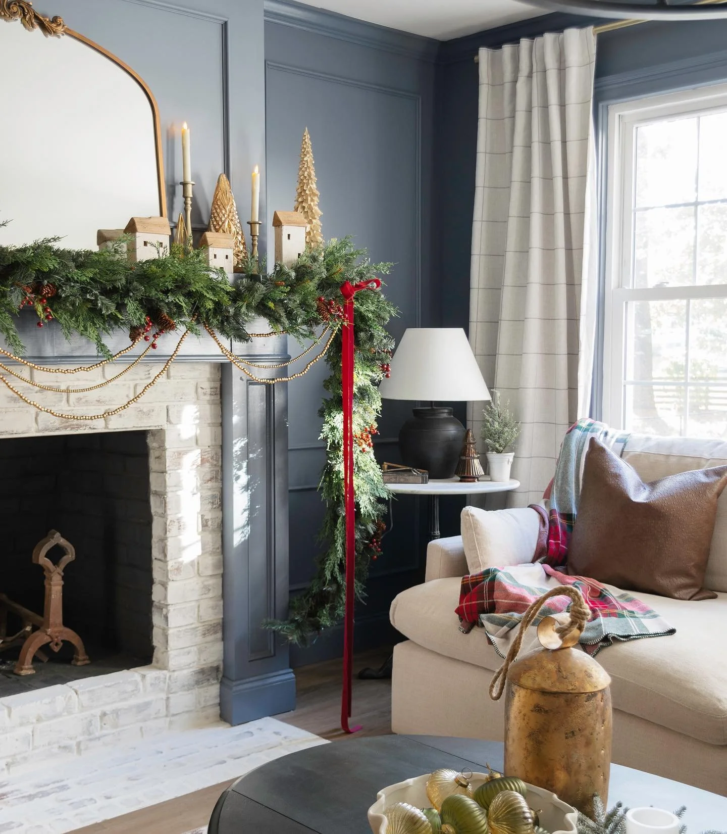 I just adore seeing how this view changes throughout the seasons, but I have to say, I think this is my favorite.🎄

So obsessed with our garland from @mcgeeandco! I combined it with our previous (and very thin) garland to beef it up and add some con