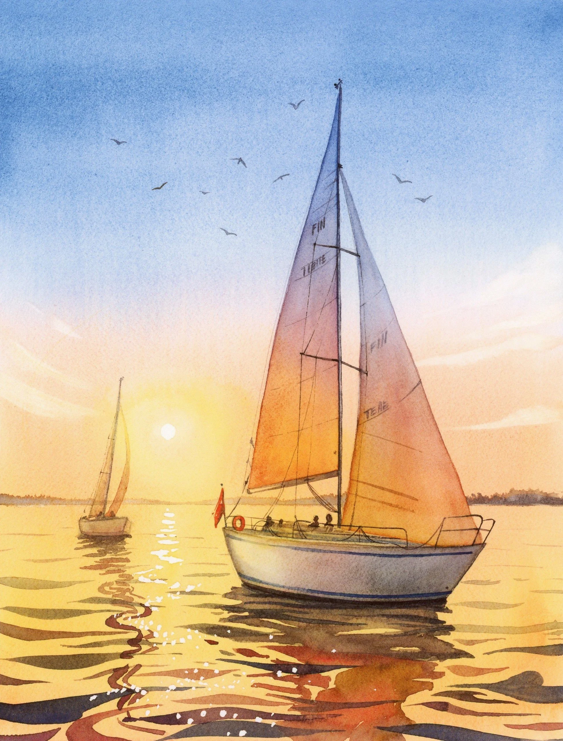 Boats at sunset