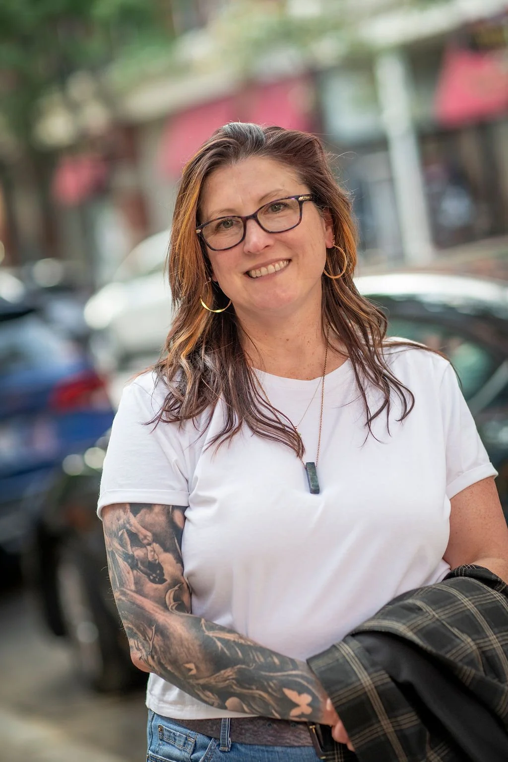 Beth McHale website designer standing on city street