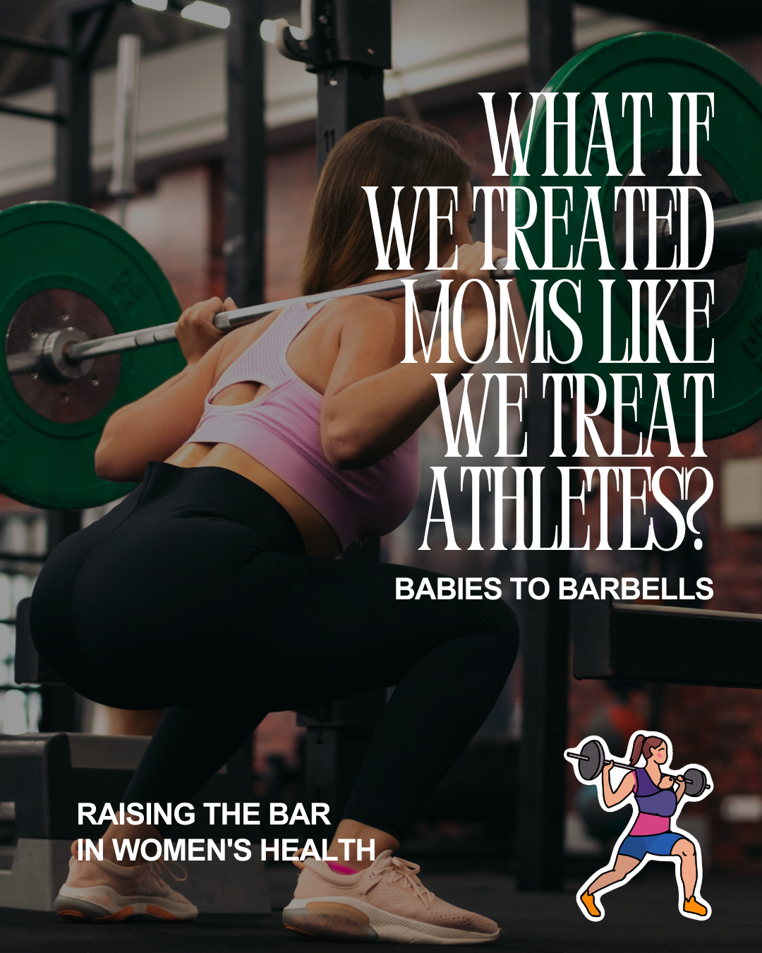 A woman lifting weights in a gym with overlaid text about women's health and fitness.