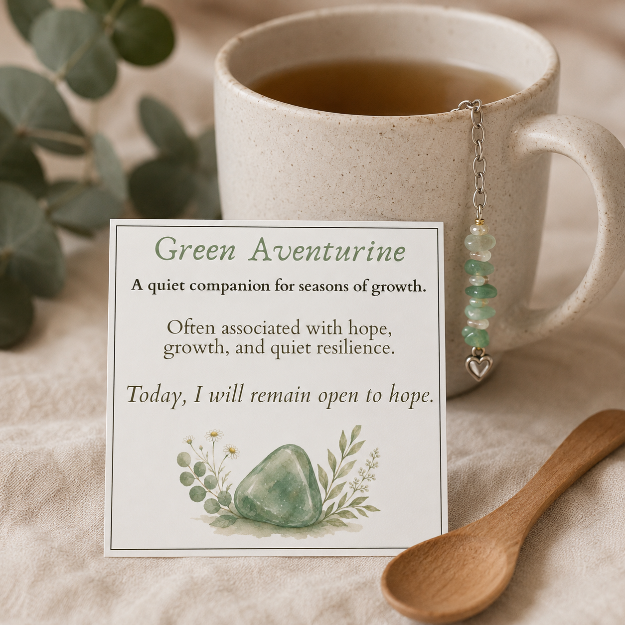 Green Aventurine Tea Strainer Set