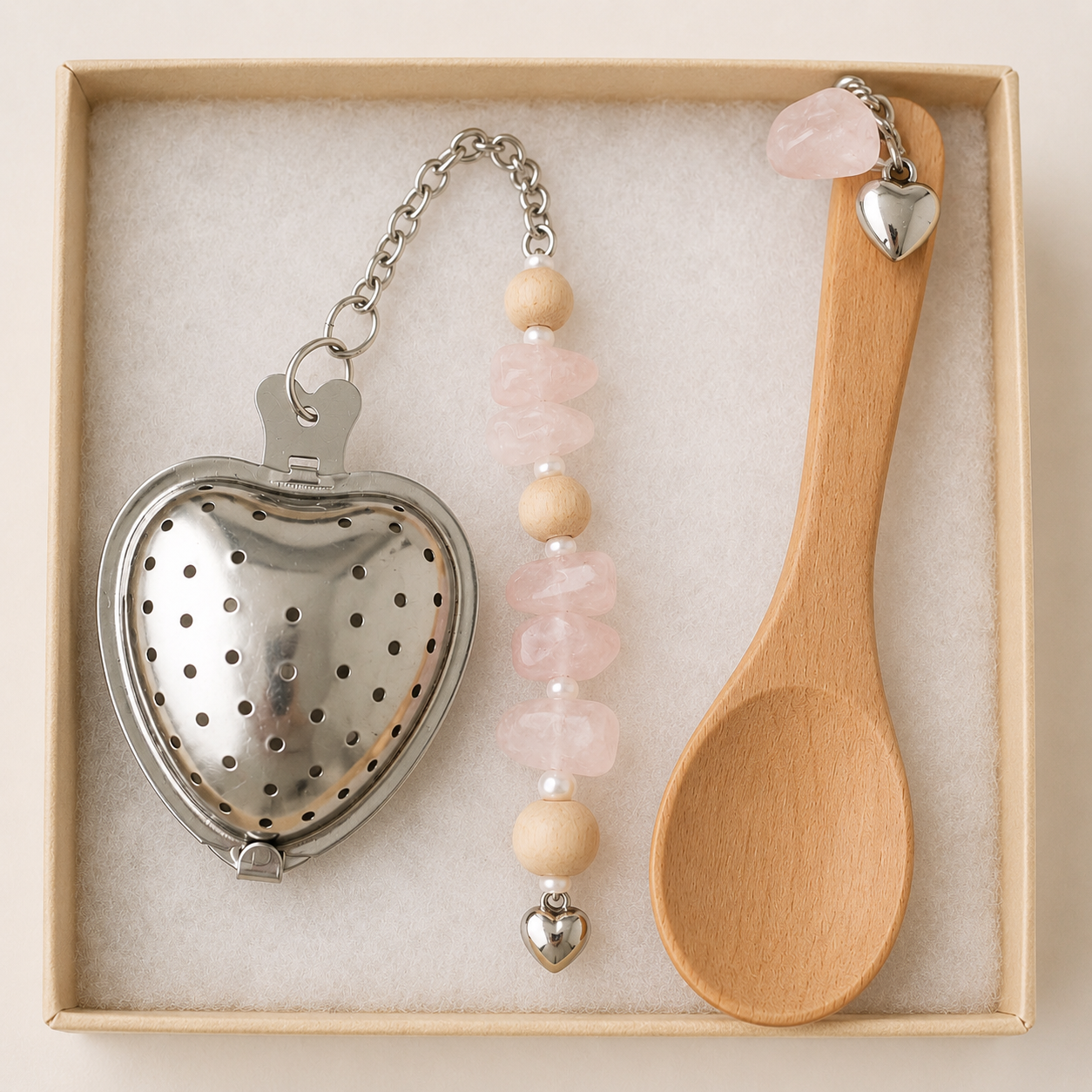 Rose Quartz Tea Strainer Set