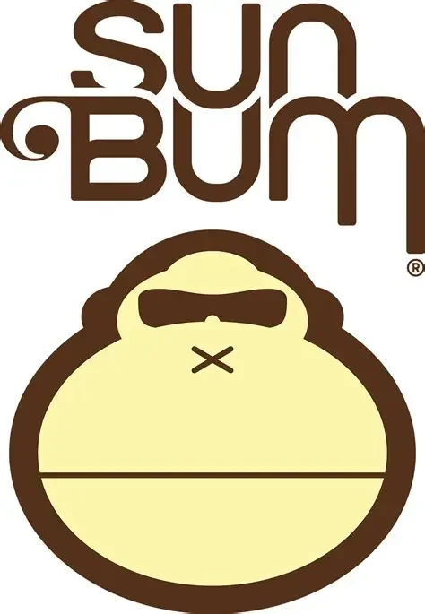 Logo of Sun Bum featuring a cartoon character with sunglasses and a chubby, round face.