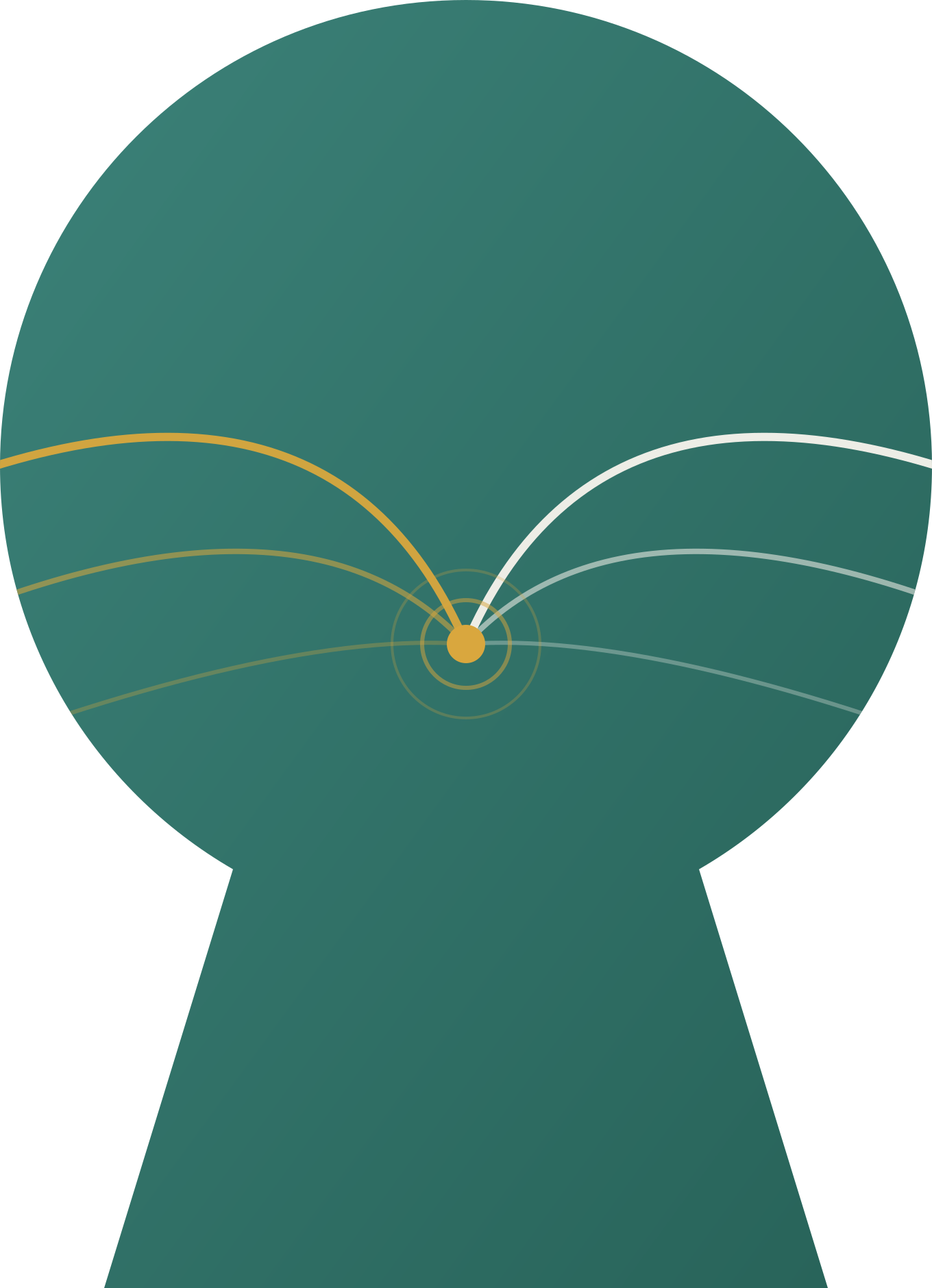 A stylized digital illustration of a human head silhouette, showing a world map with curved colored lines originating from the center of the head, representing data or connectivity flow.