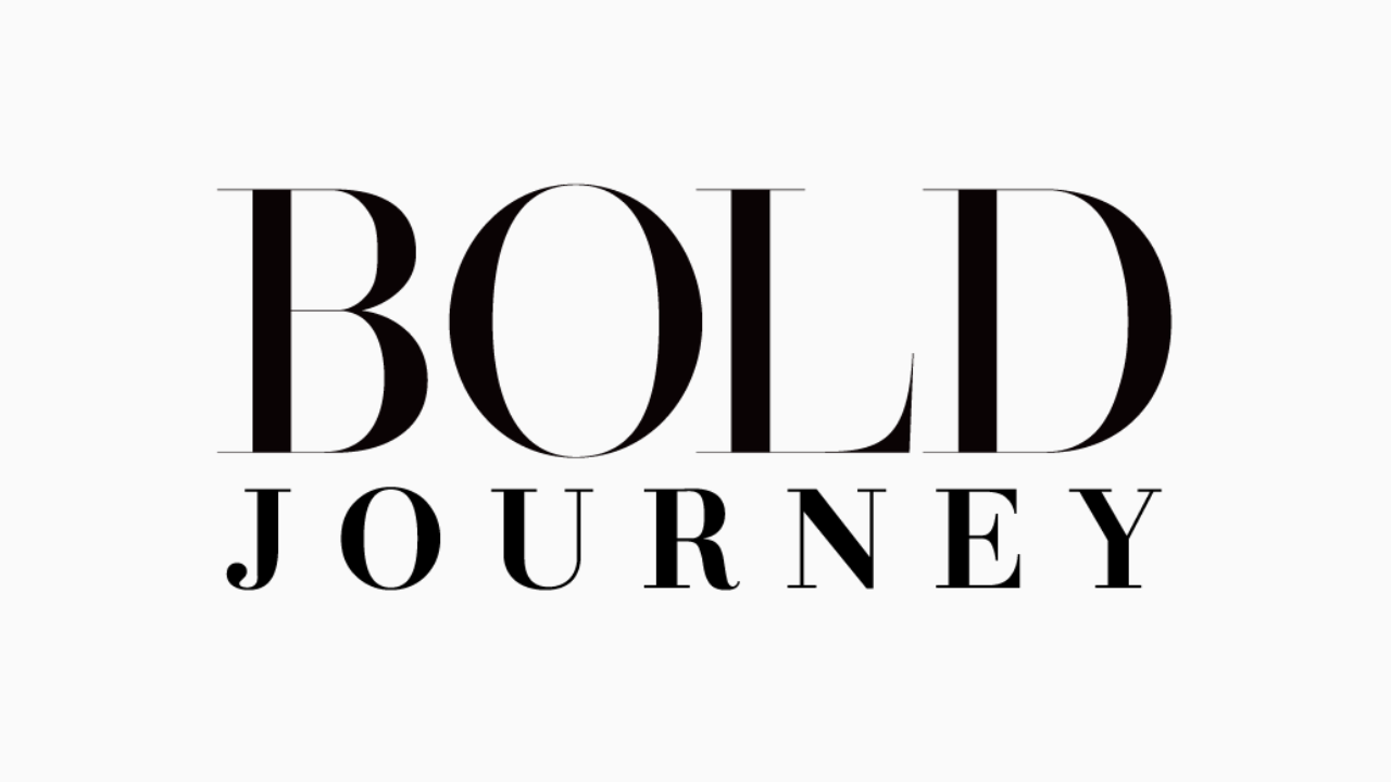 Black text on white background reads "BOLD JOURNEY" in a stylish serif font.