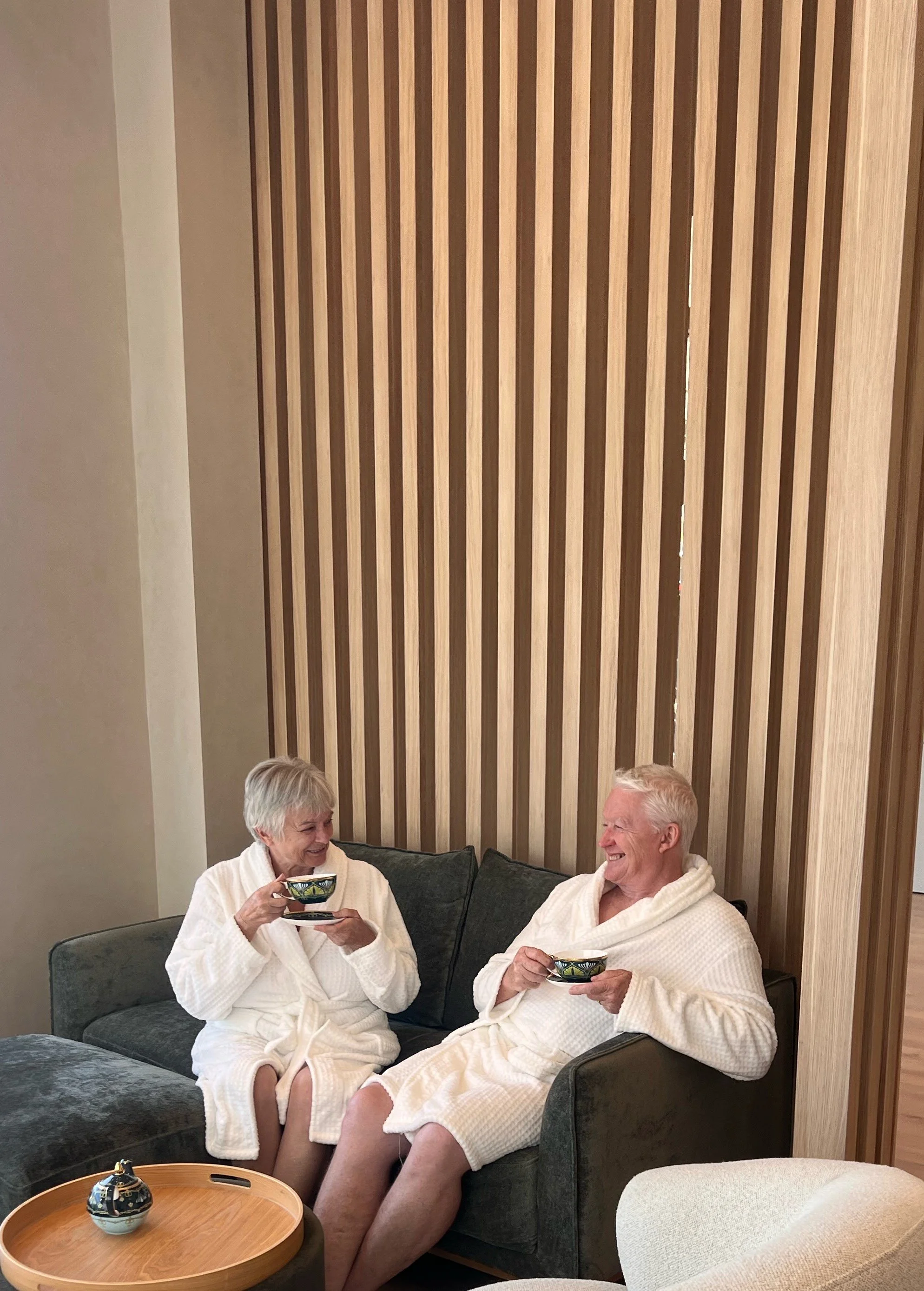 Complimentary herbal tea served in the relaxation lounge after a massage at Queenstown Massage.