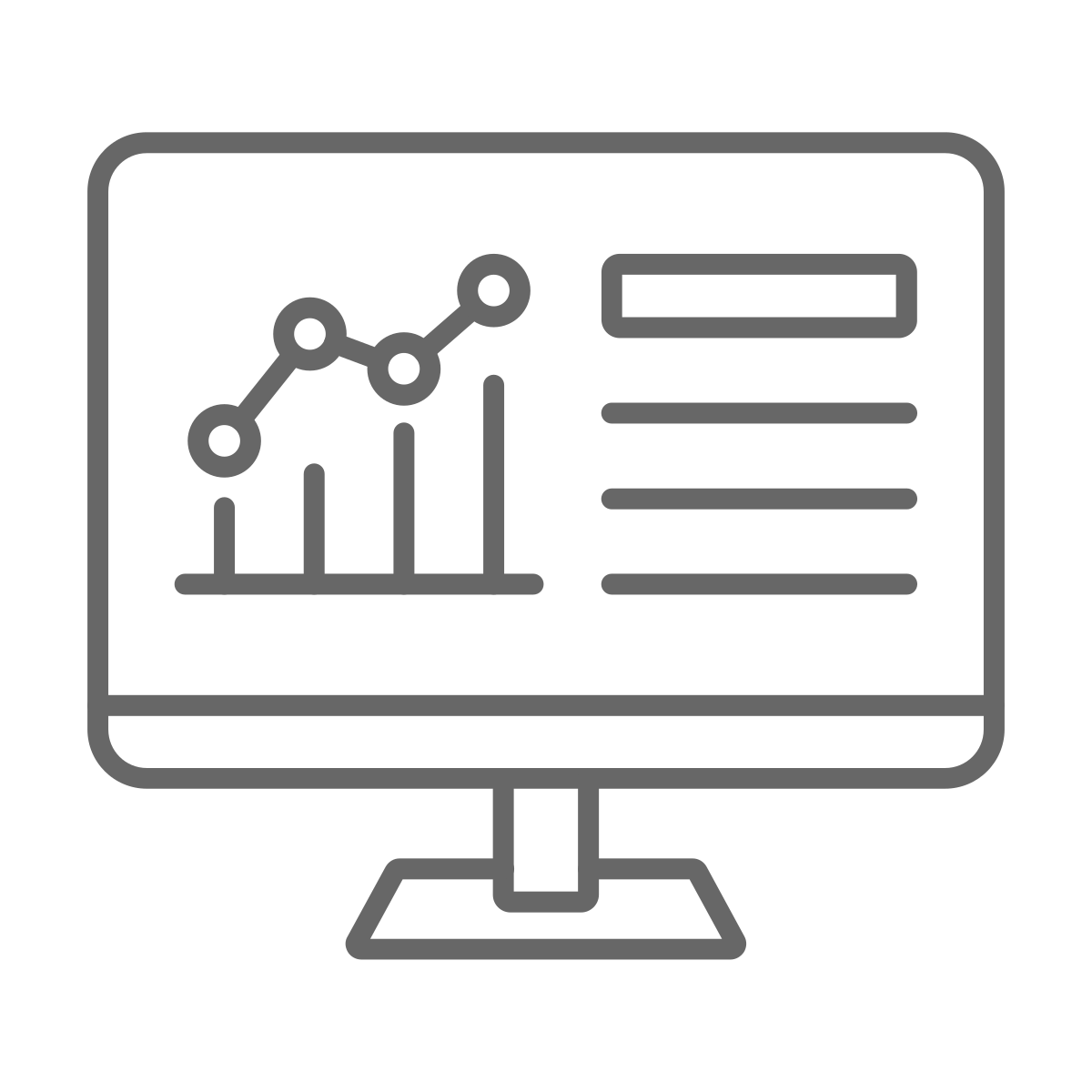 Line graph and text on a computer screen representing data analysis or presentation.