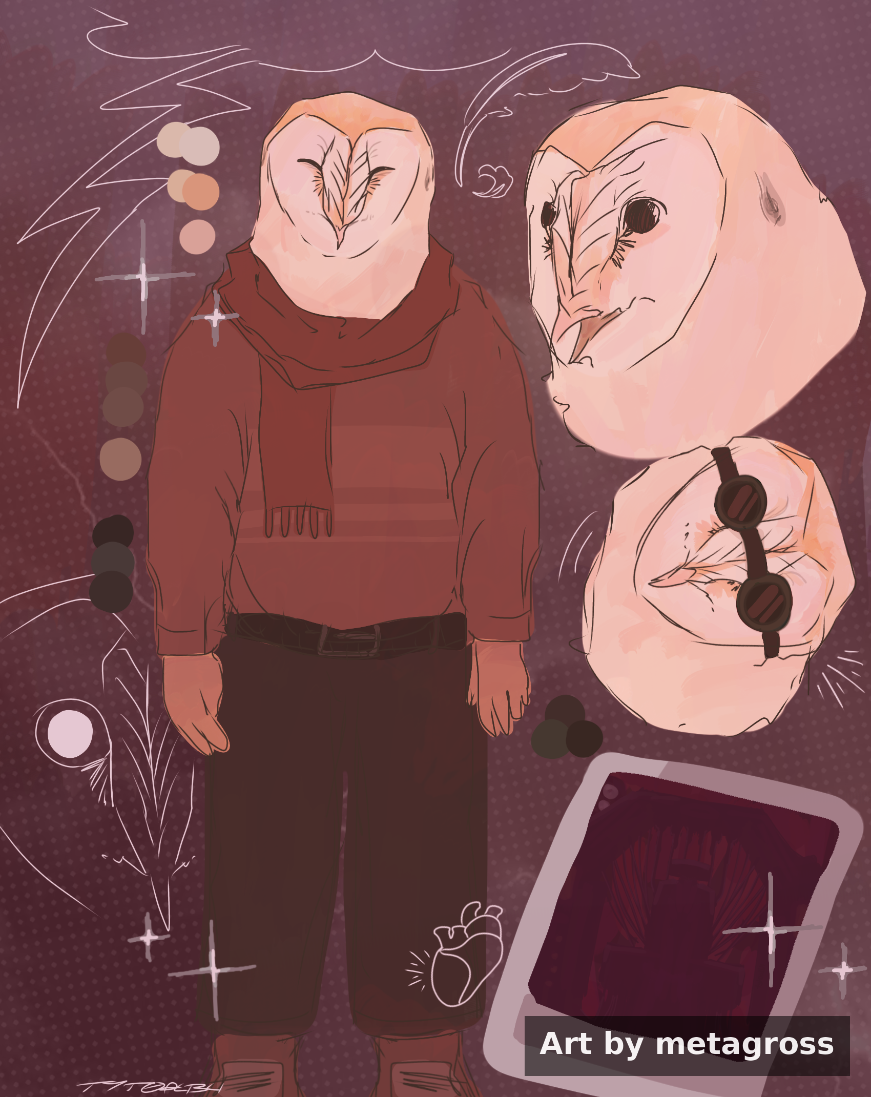 I love realism . That plus the fact that I like owls plus the cozy vibe plus that face with the glasses means that I had to draw this.