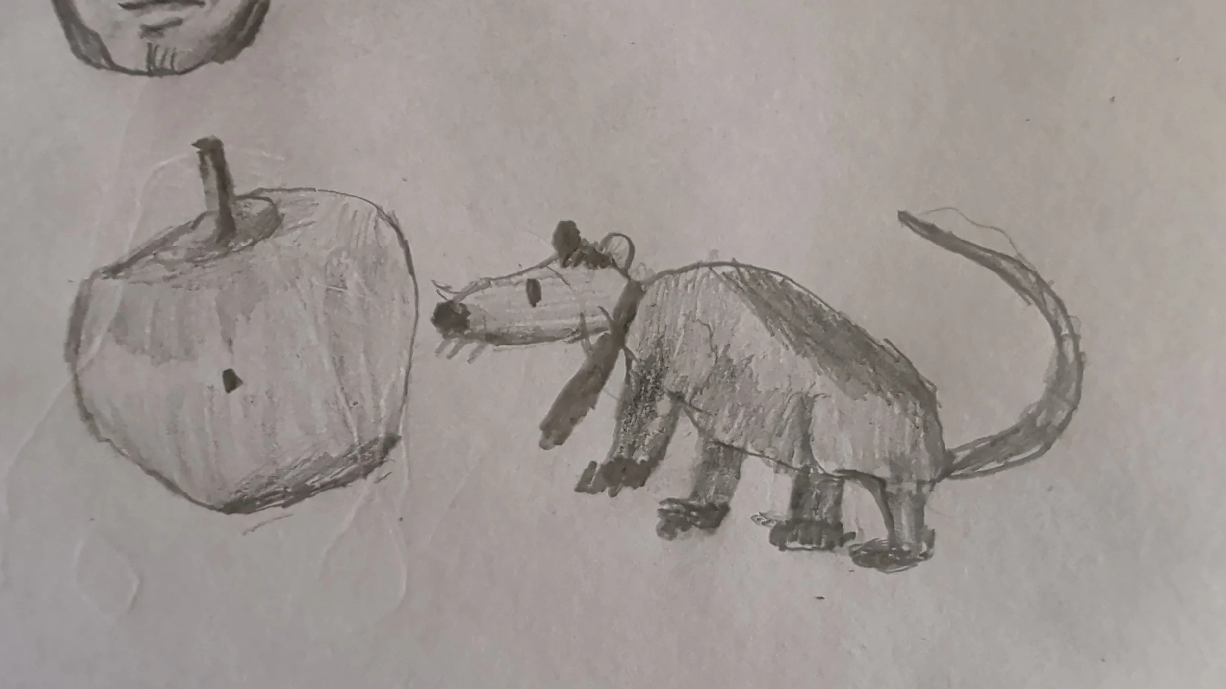 The first part of the attack was the apple actually. But then i felt like I was cheating so I added in the rat too. This drawing makes me feel cozy :)