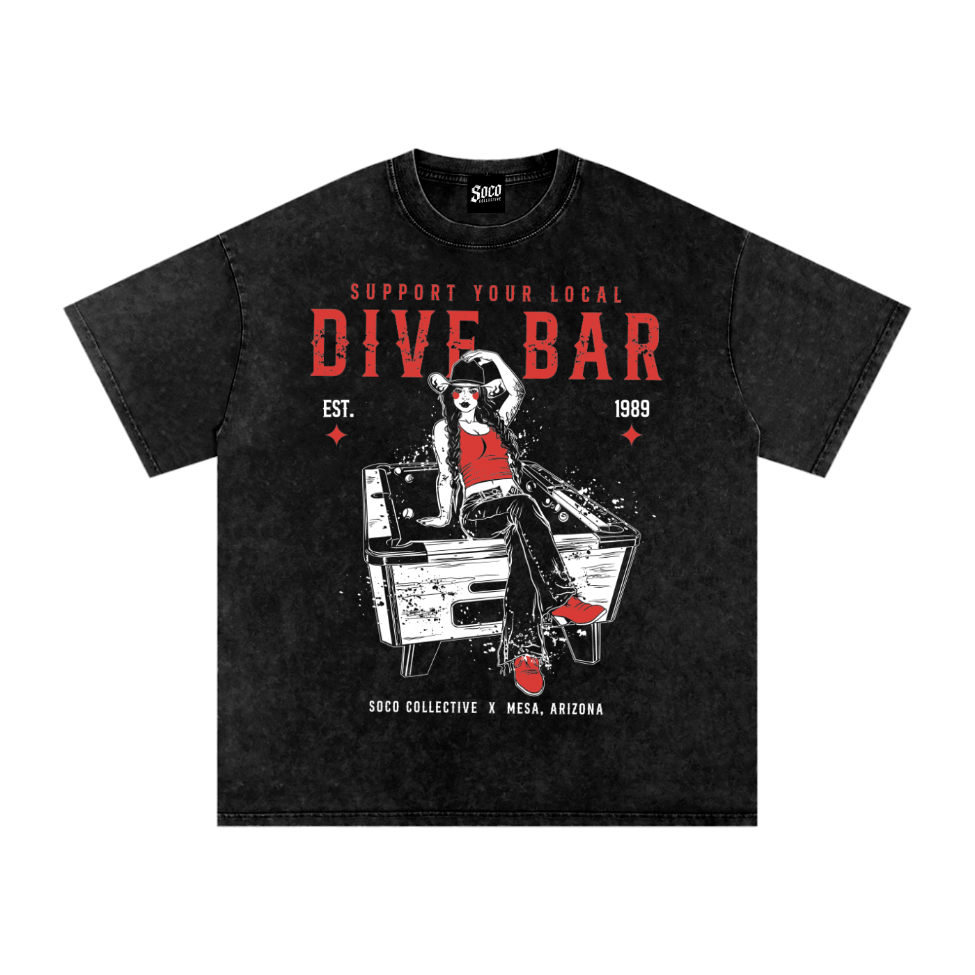 DIVE BAR - Snow Washed Oversized Cotton T-Shirt
