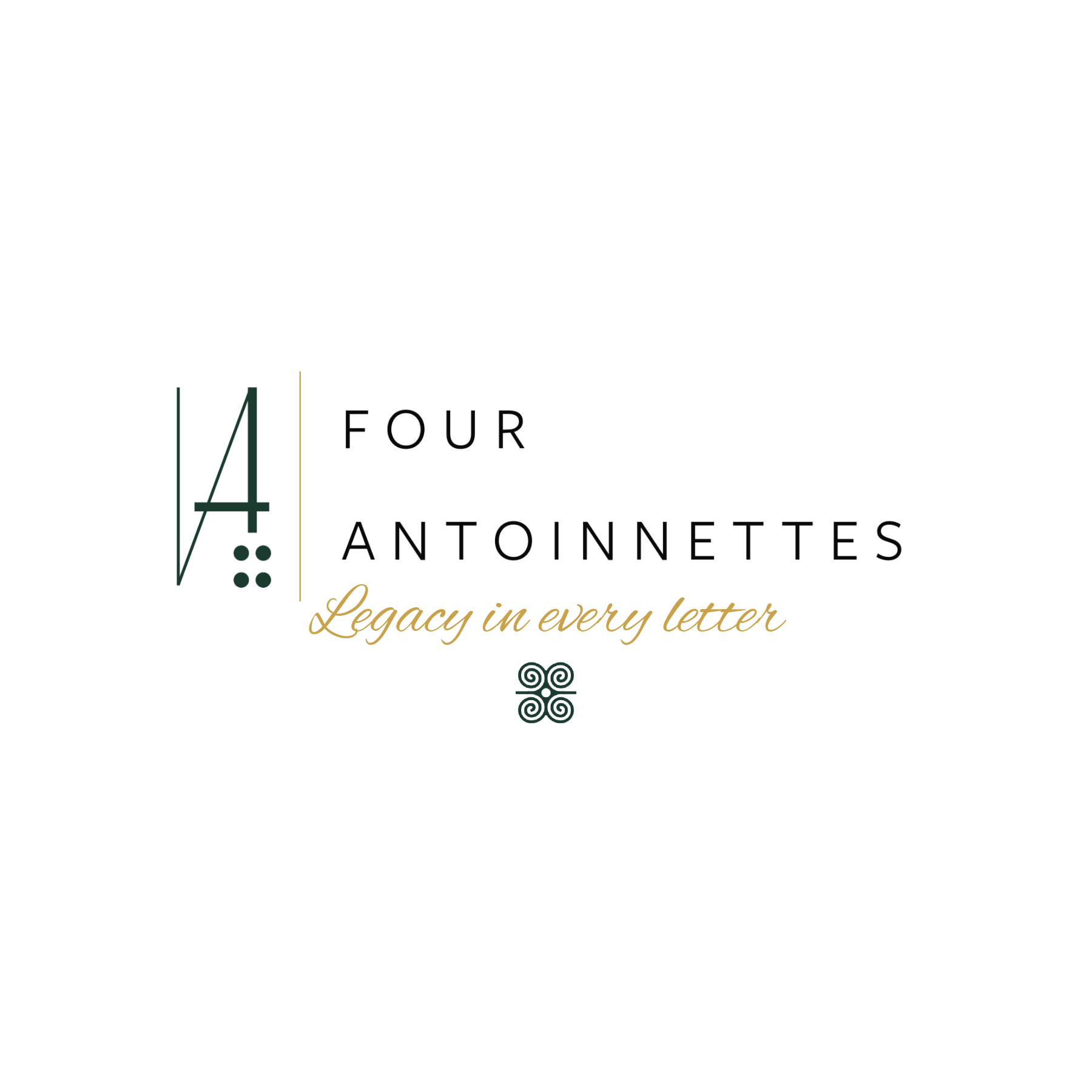 Four Antoinettes' signature logo. Four Antoinettes' luxury stationery is inspired by original art printed with the highest quality eco-friendly materials. Luxury eco-friendly stationery company. Located in Chicago, Illinois.