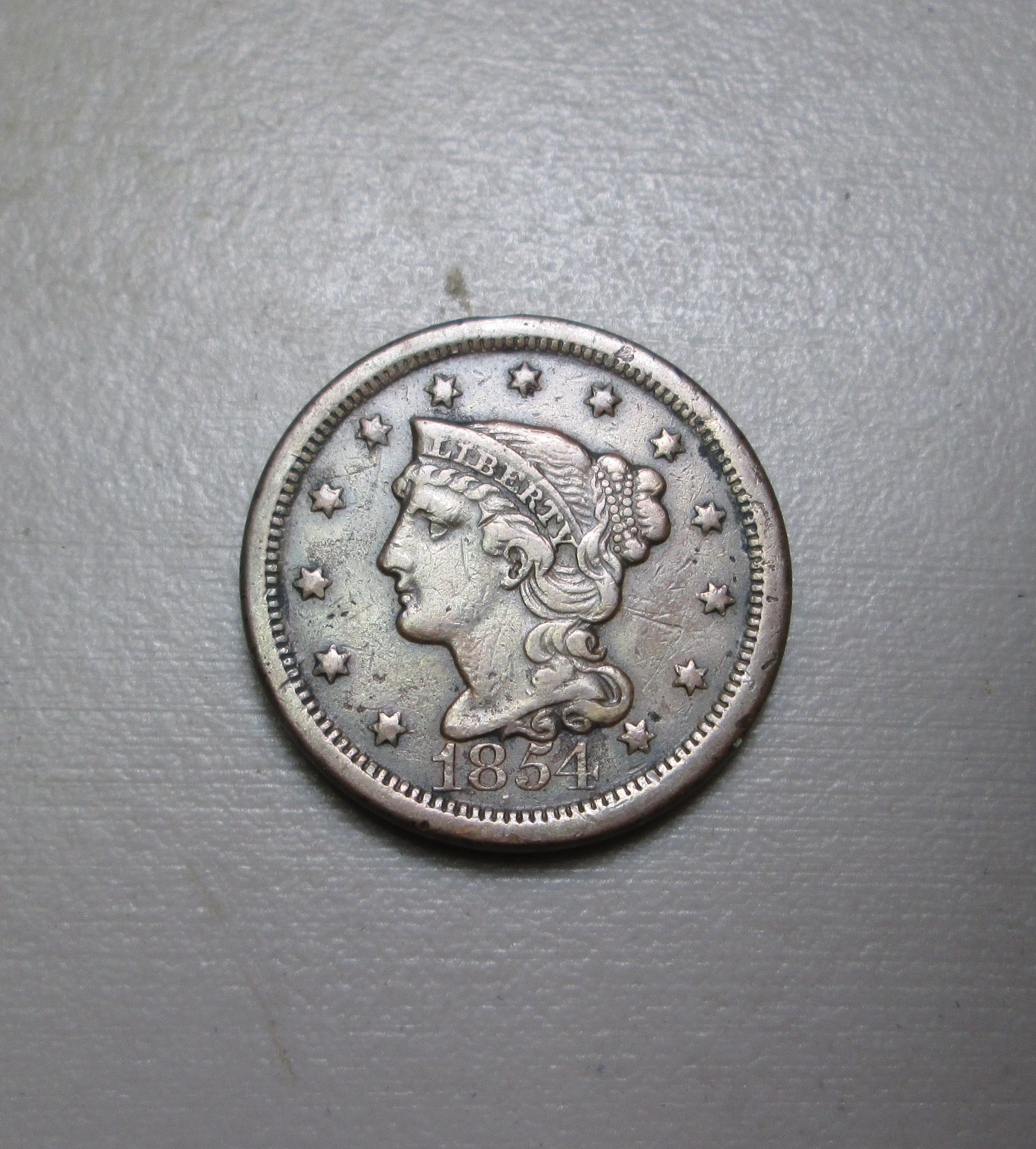 1854 Braided Hair Large Cent - BN - Very Fine 35