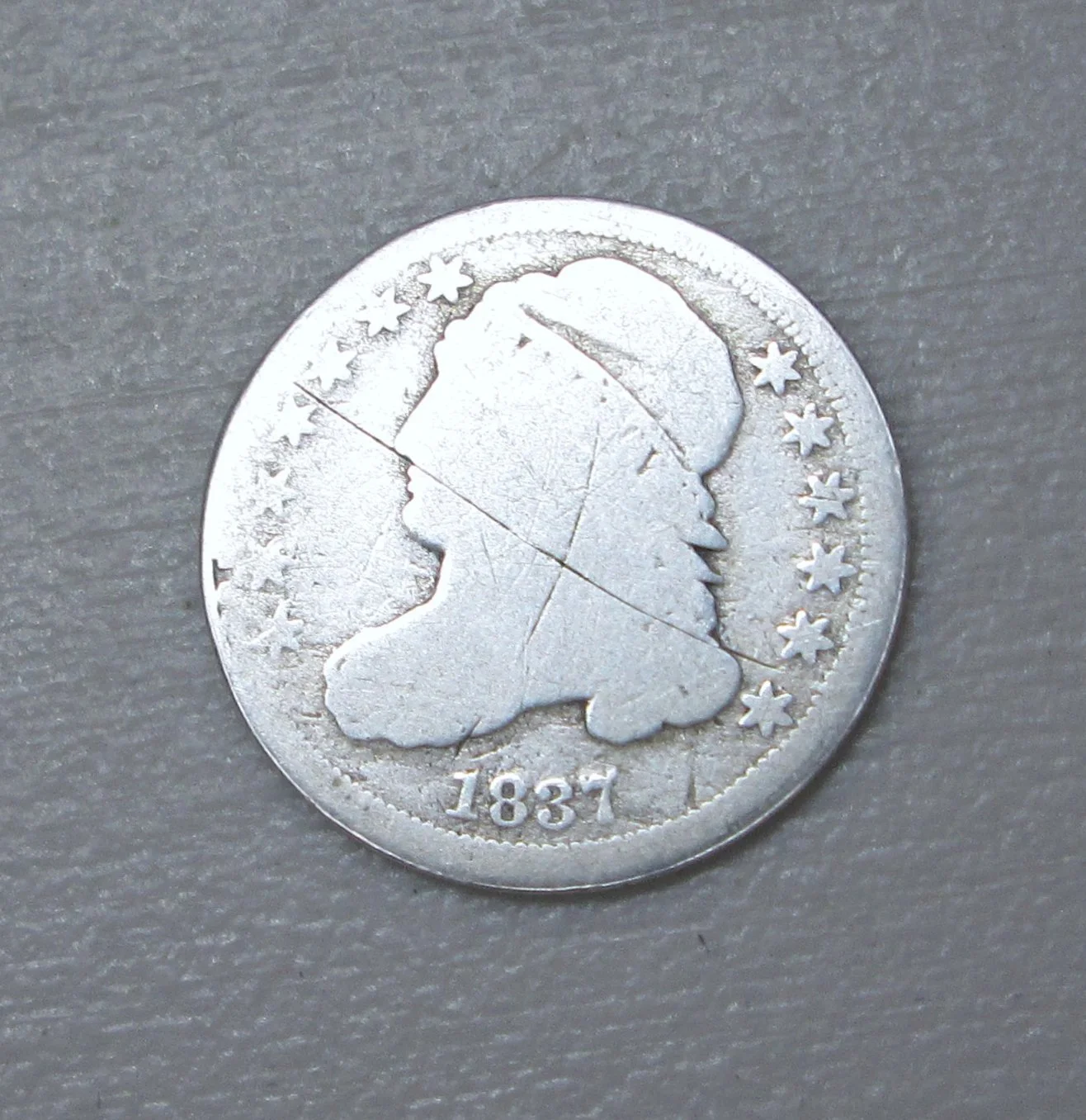 1837 P Capped Bust Dime About Good