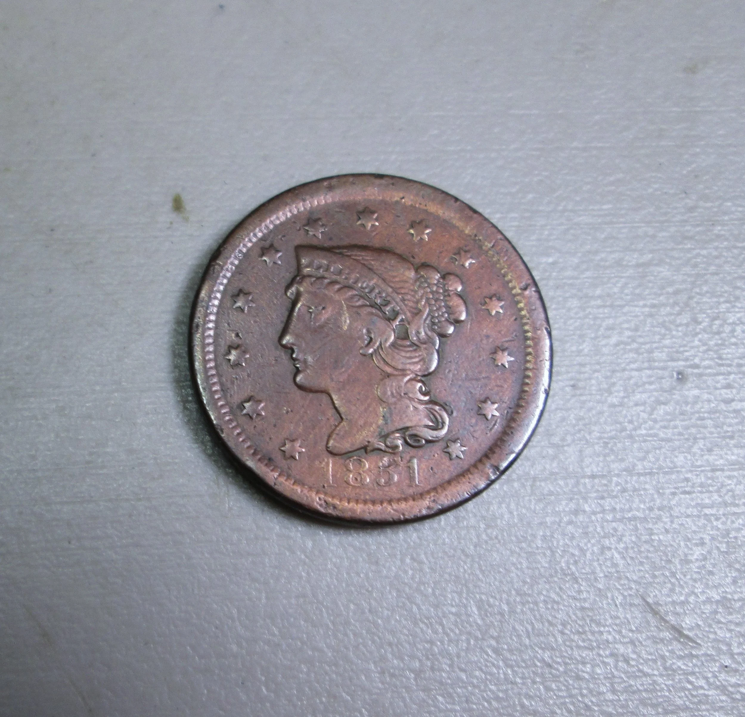 1851 Braided Hair Large Cent - BN - Very Fine w/details