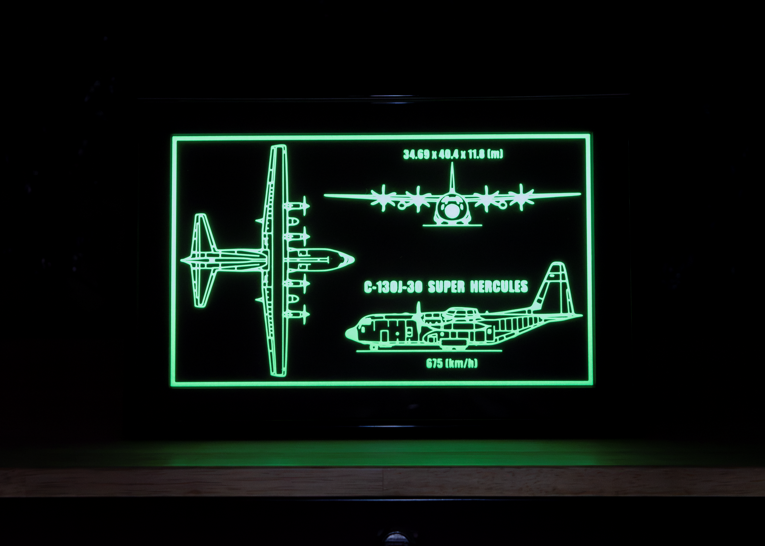 Framed C-130J Super Hercules Blueprint 3D Print