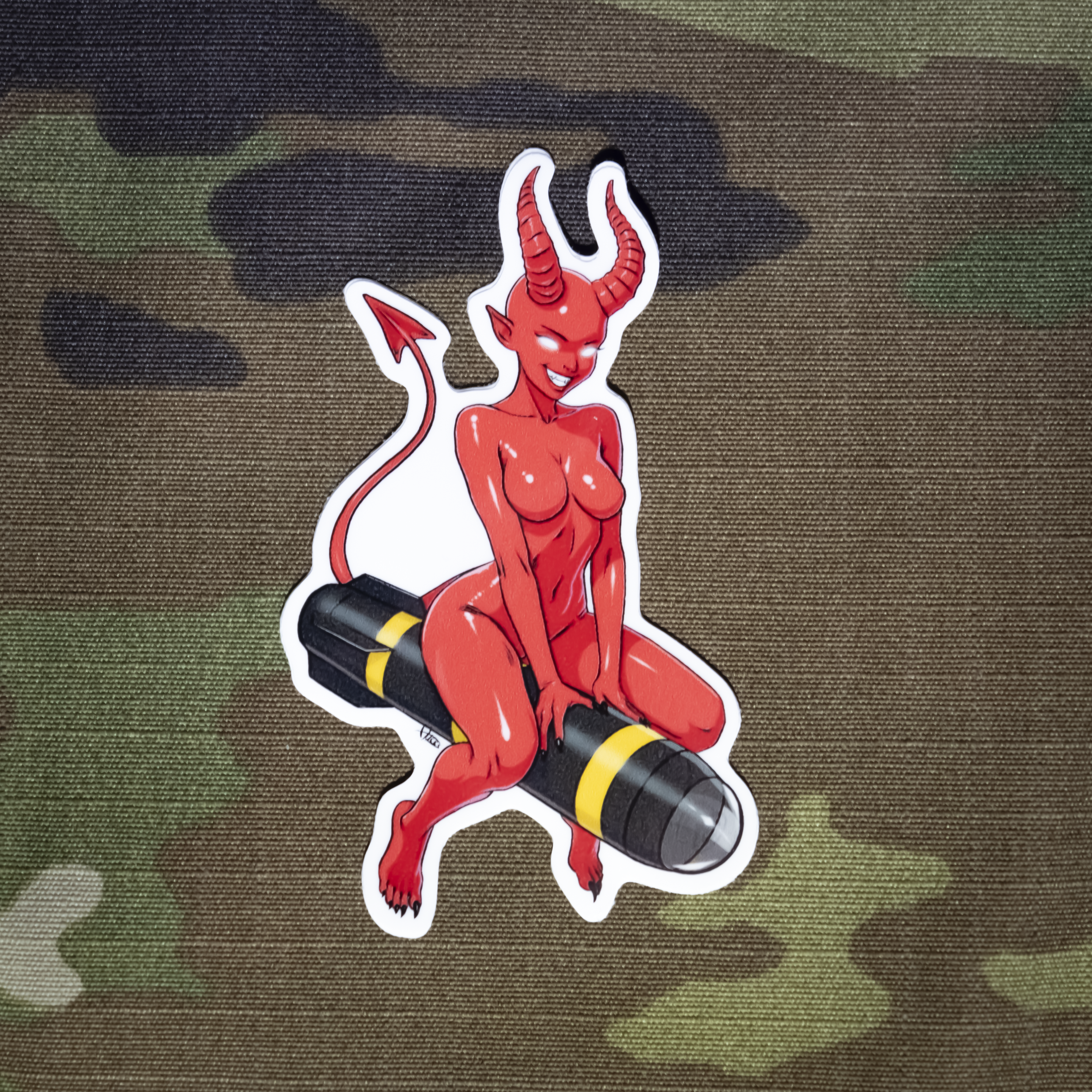 Hellfire Demon Pinup Small Sticker 2 Pack