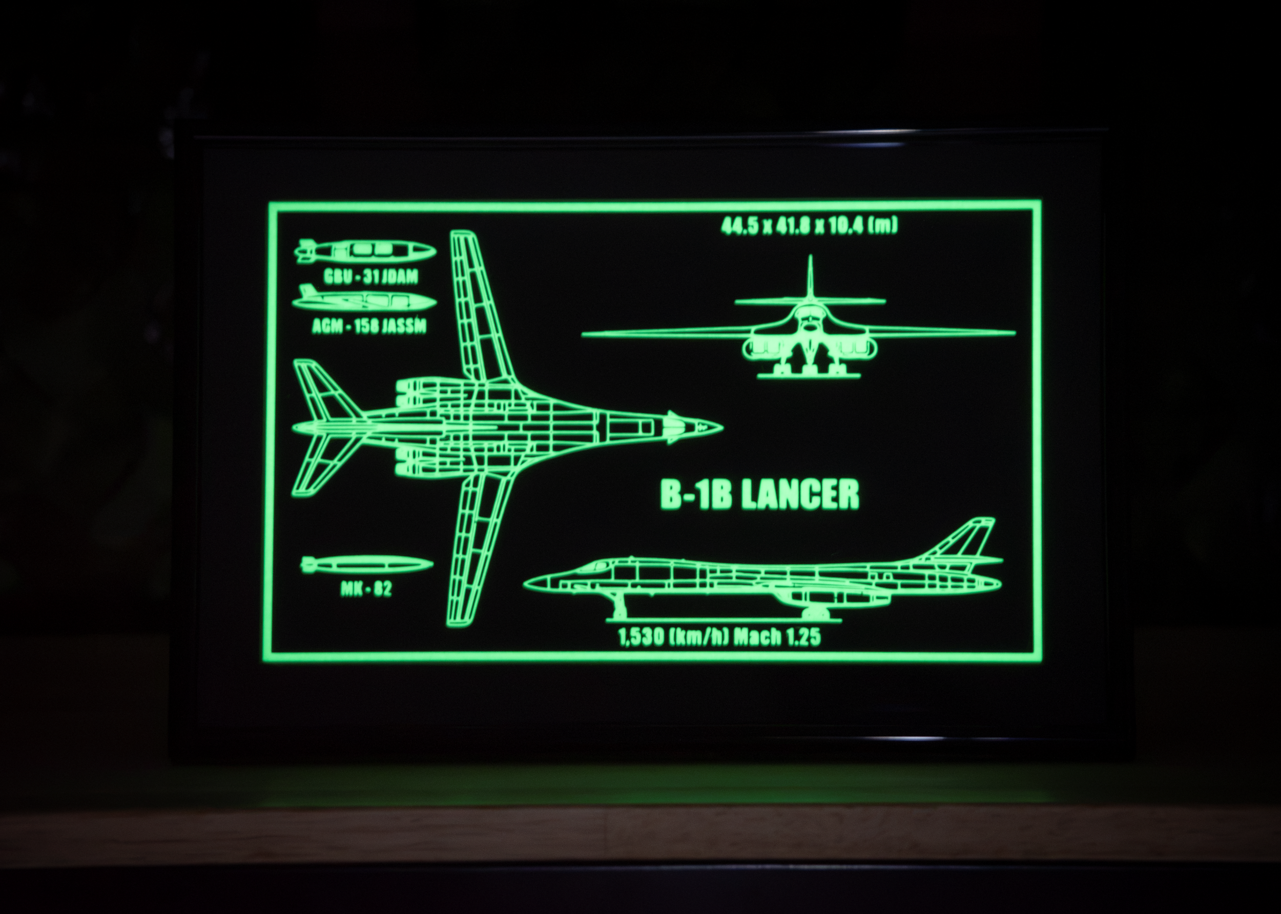 Framed B-1B Lancer Blueprint 3D Print