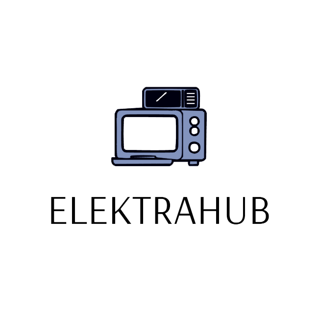 Logo with an illustration of a vintage television and radio, with the text 'ELEKTRAHUB' below.