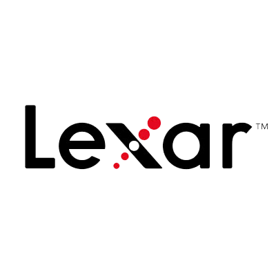 Lexar logo with black text and red dots.