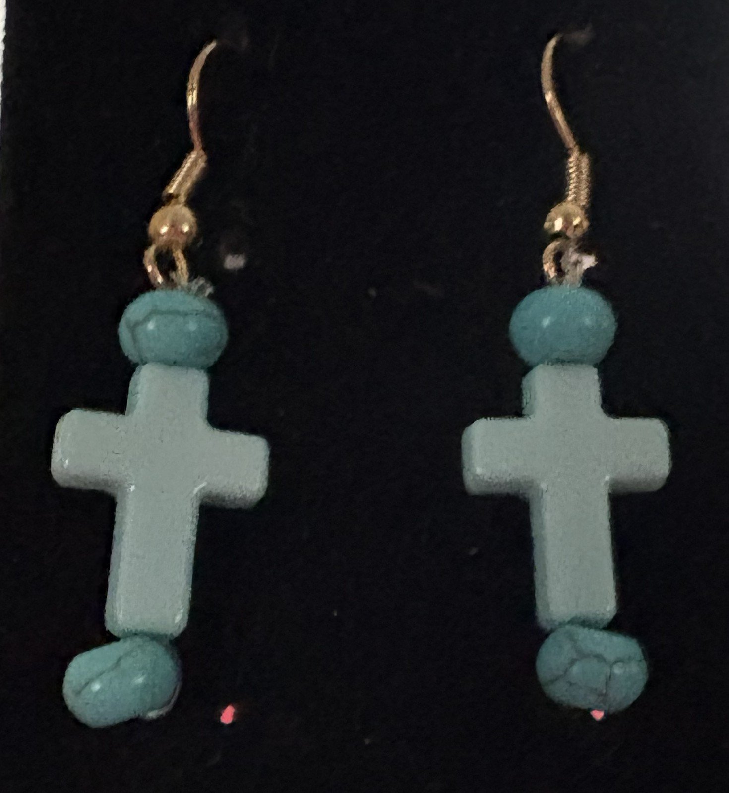 Turquoise Beads/Stone Cross Earring