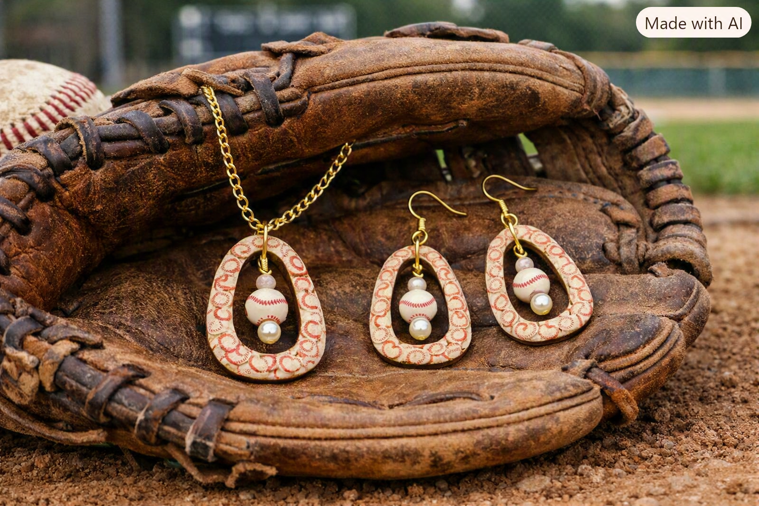 Baseball Charms Jewelry Set