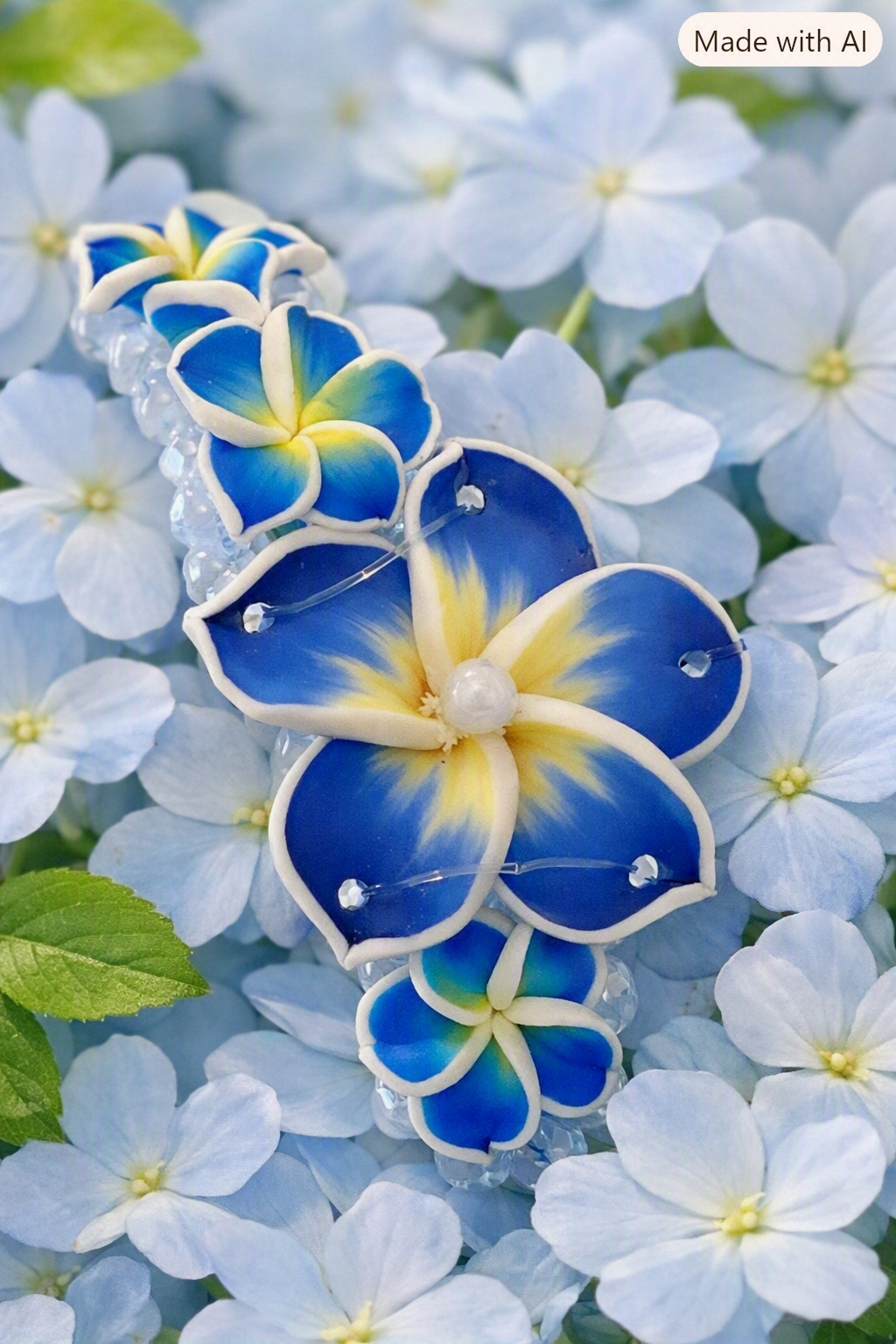 Blue Hawaiian Flower Hair Clip