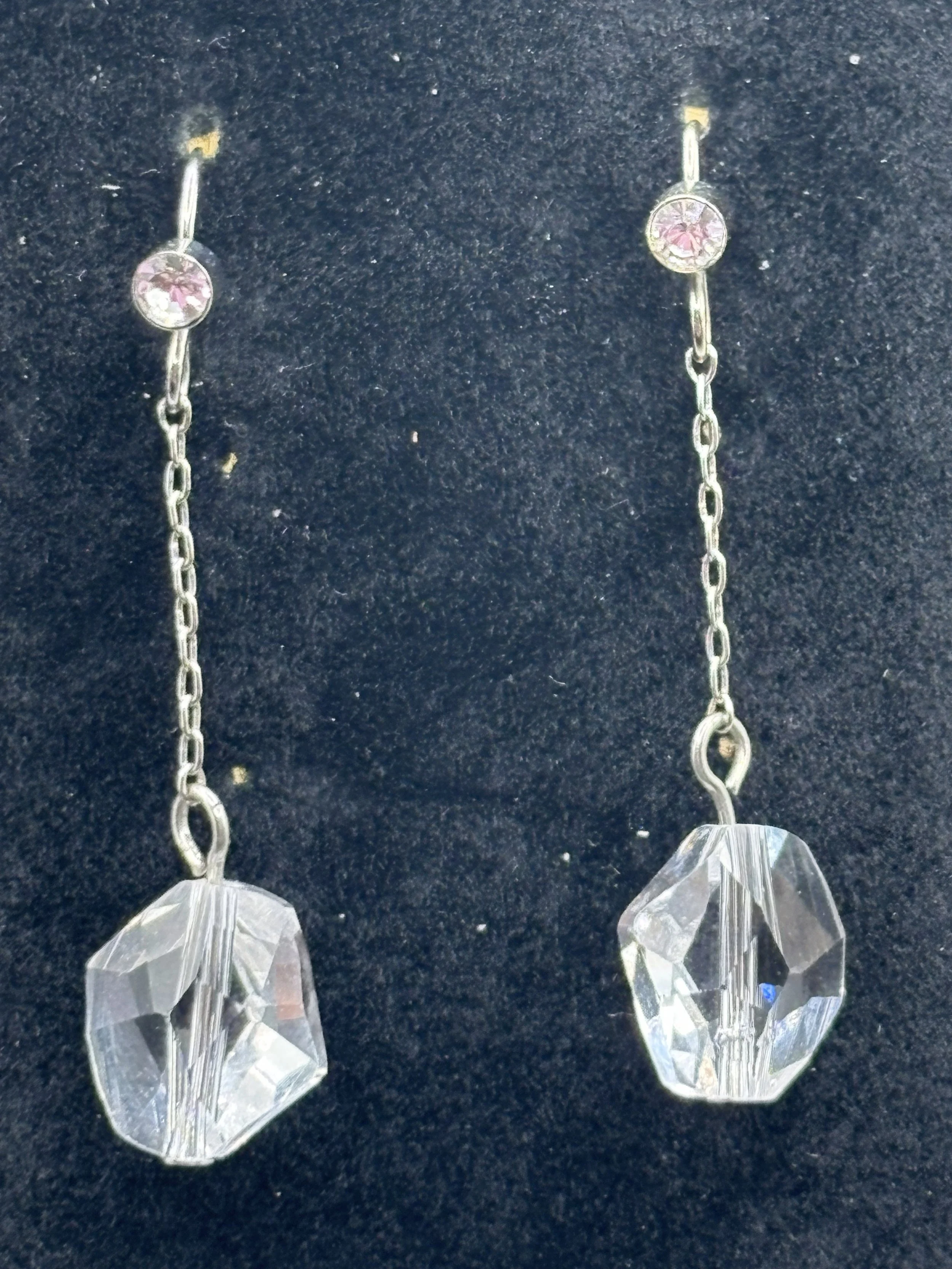 Crystal Silver Rain Drop Earring