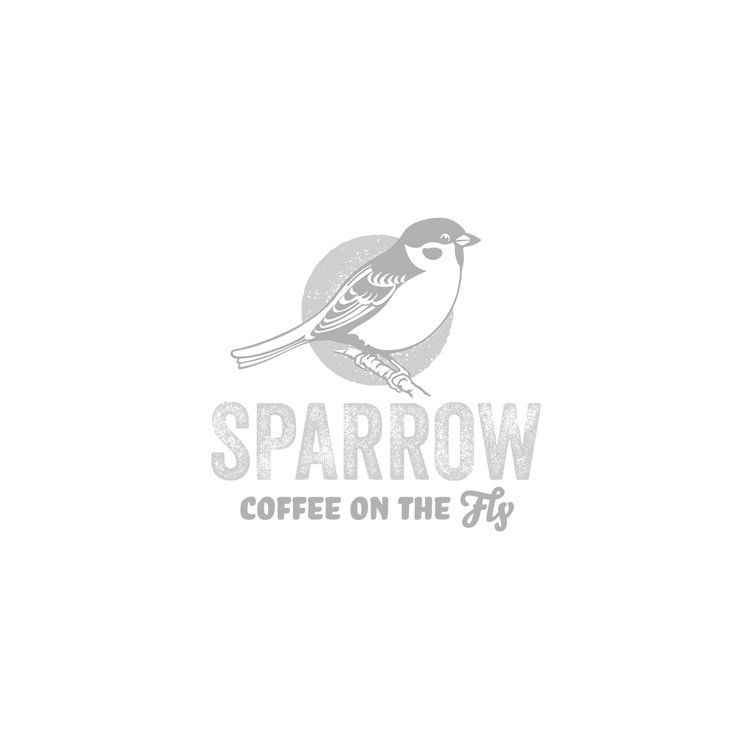 A logo for Sparrow Coffee on the Fly featuring a black and white illustration of a sparrow perched on a branch, with the text 'SPARROW' in bold letters and 'Coffee on the Fly' in smaller script underneath.