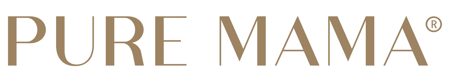 The Pure MAMA logo in light brown text on a white background.