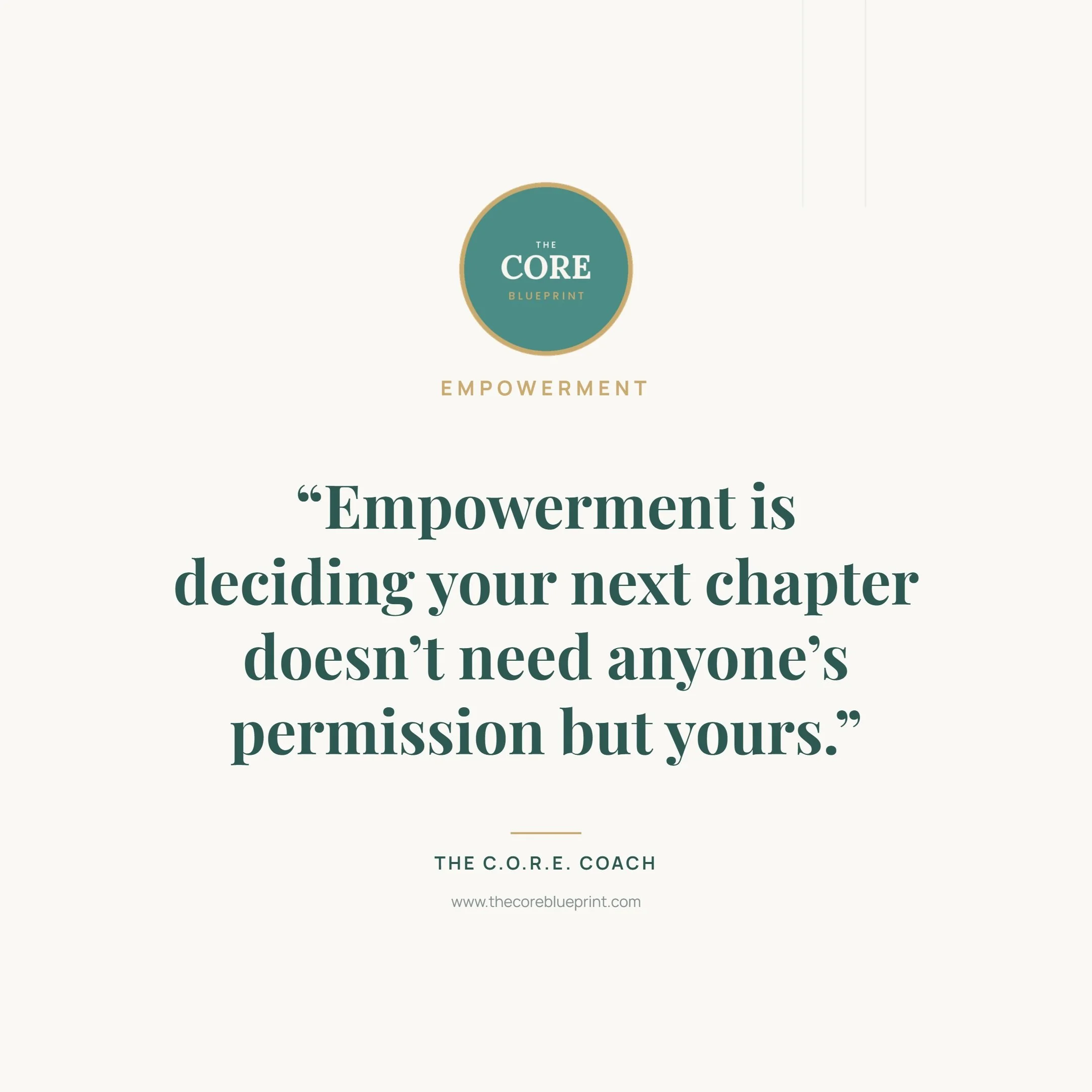 At some point, you stop waiting to be chosen, approved of, or given the go-ahead &mdash; and you just decide. That's empowerment. Not arrogance, not certainty. Just the quiet decision that your next chapter is yours to write.

Hashtags: #empowermentc