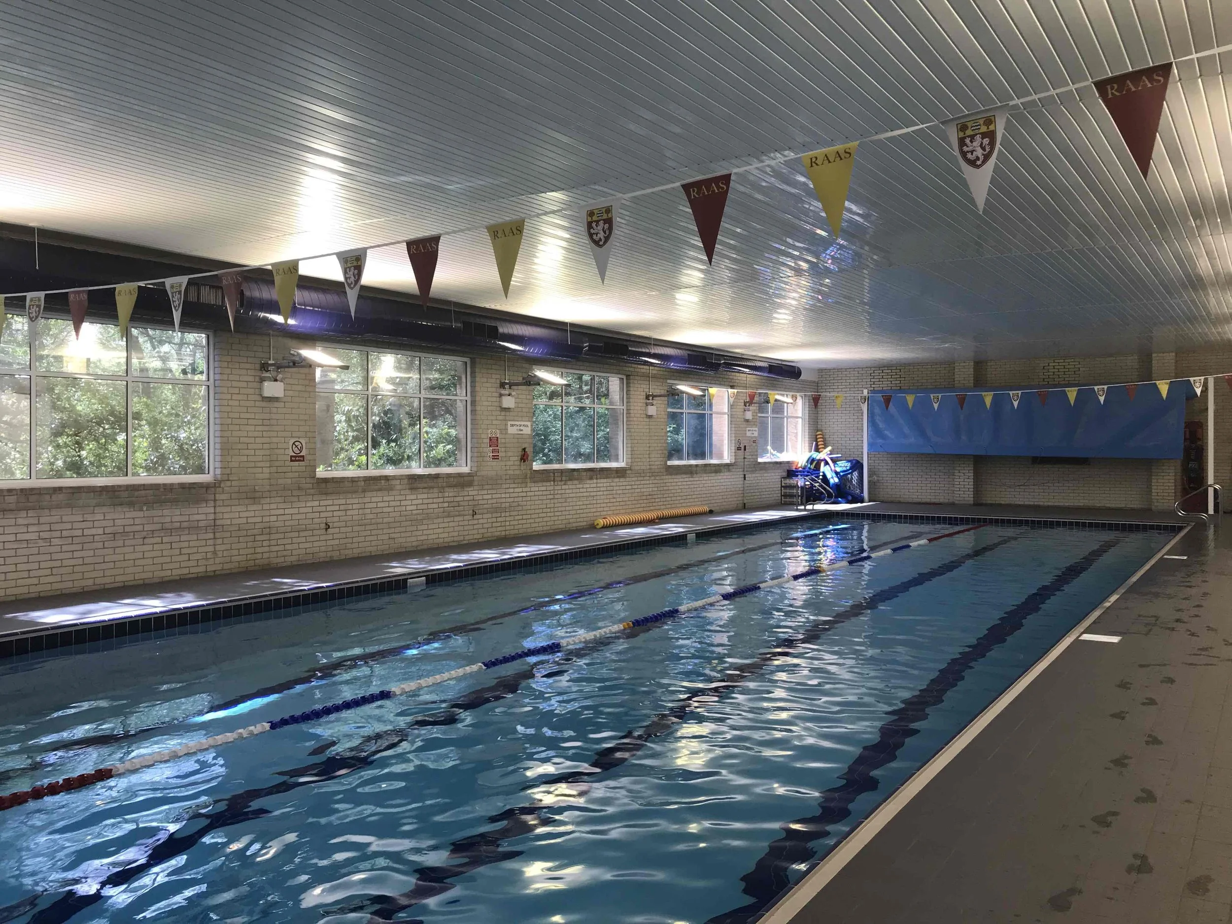 Inside of Royal Alexandra & Albert School swimming pool