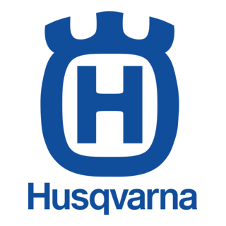Husqvarna logo featuring a stylized blue emblem with a large 'H' and the company name beneath it.