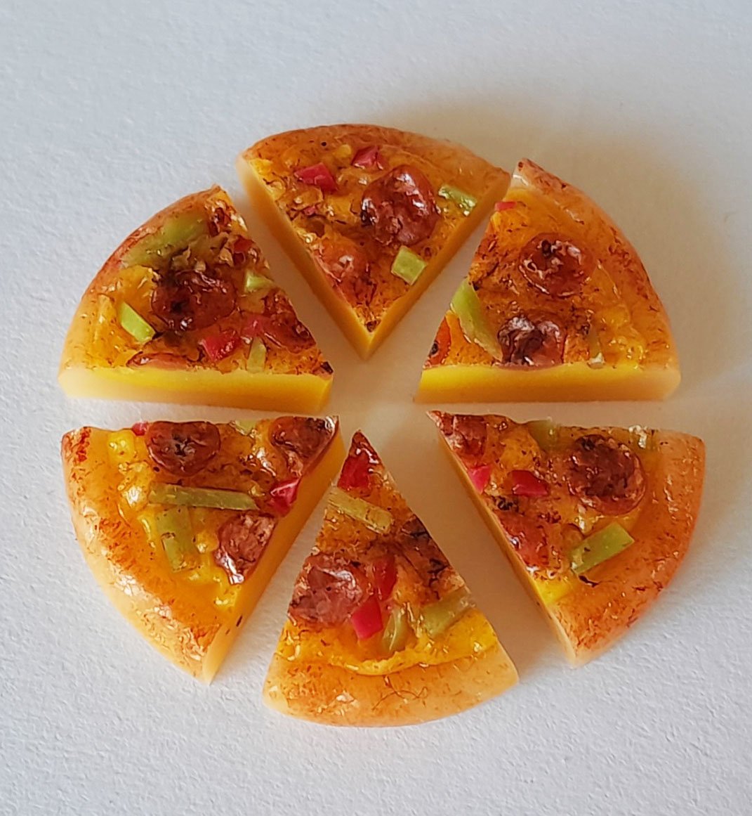 Dollhouse Miniature Pizza Slices: Polymer Clay Pepperoni Pizza Doll Mini Food Handmade (Copy)