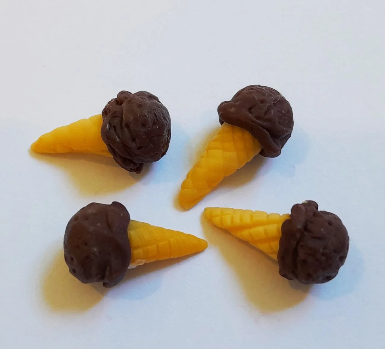 Dollhouse Miniature Chocolate Ice Cream Cones: Doll Mini Food, Handmade Polymer Clay