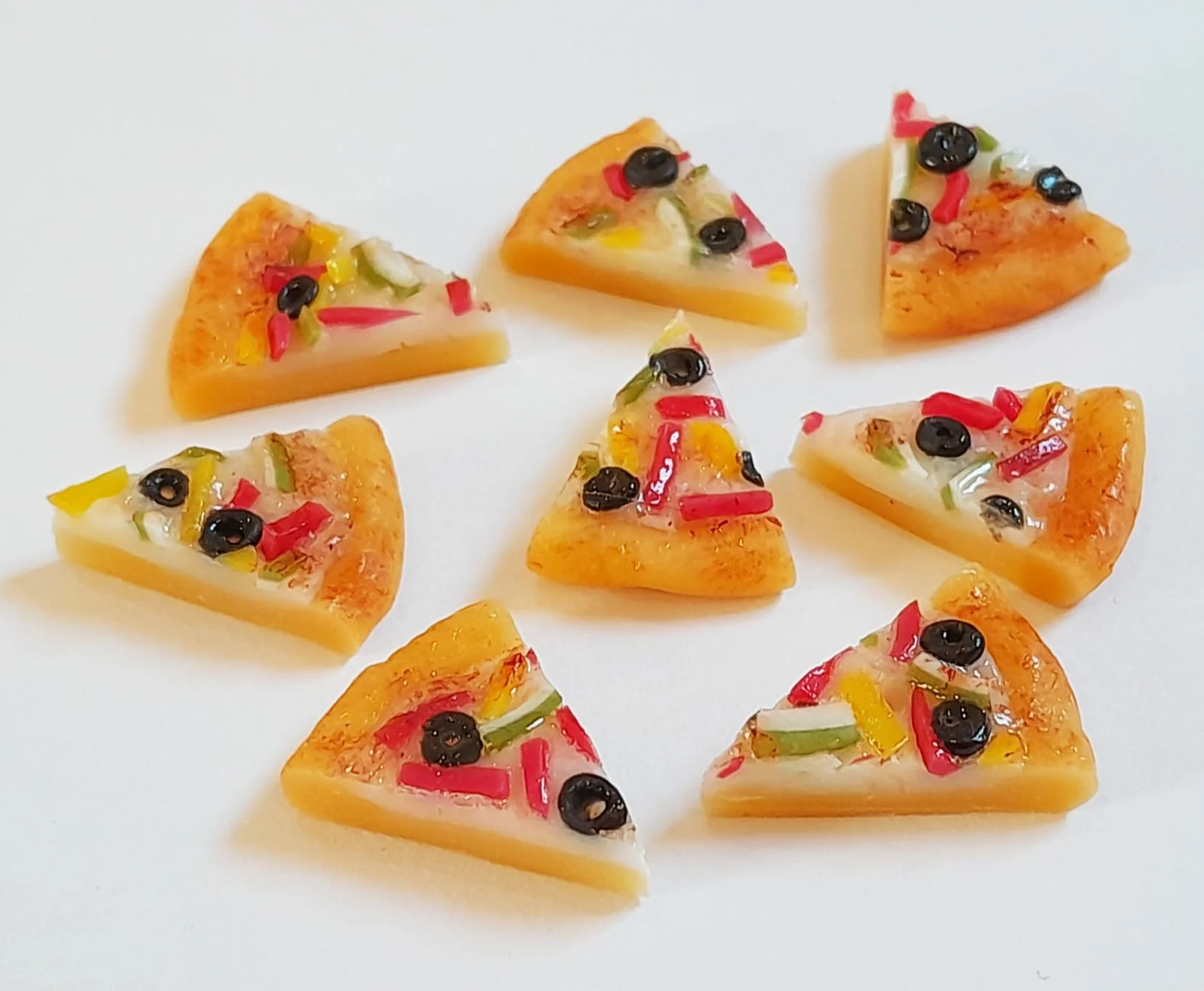 Dollhouse Miniature Pizza Slices: Polymer Clay Veggie Pizza Olive Doll Mini Food Handmade