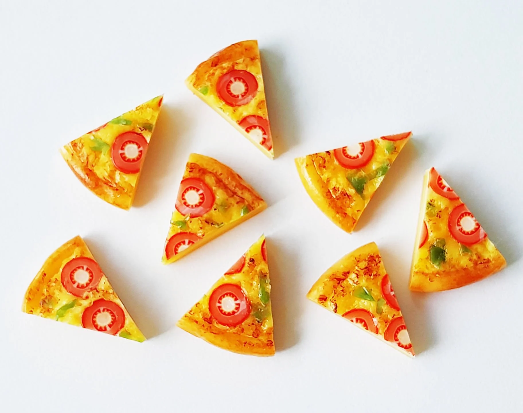 Dollhouse Miniature Pizza Slices: Polymer Clay Veggie Pizza Doll Mini Food Handmade