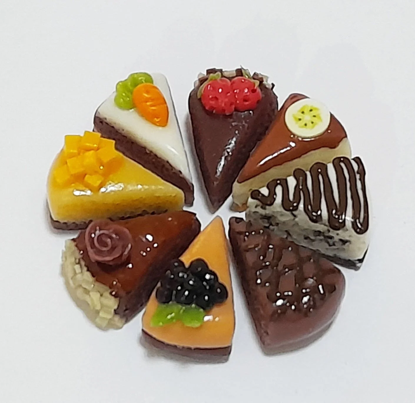 Dollhouse Miniature Cheesecake Slices, Doll Mini Handmade Tiny Clay Dessert Set