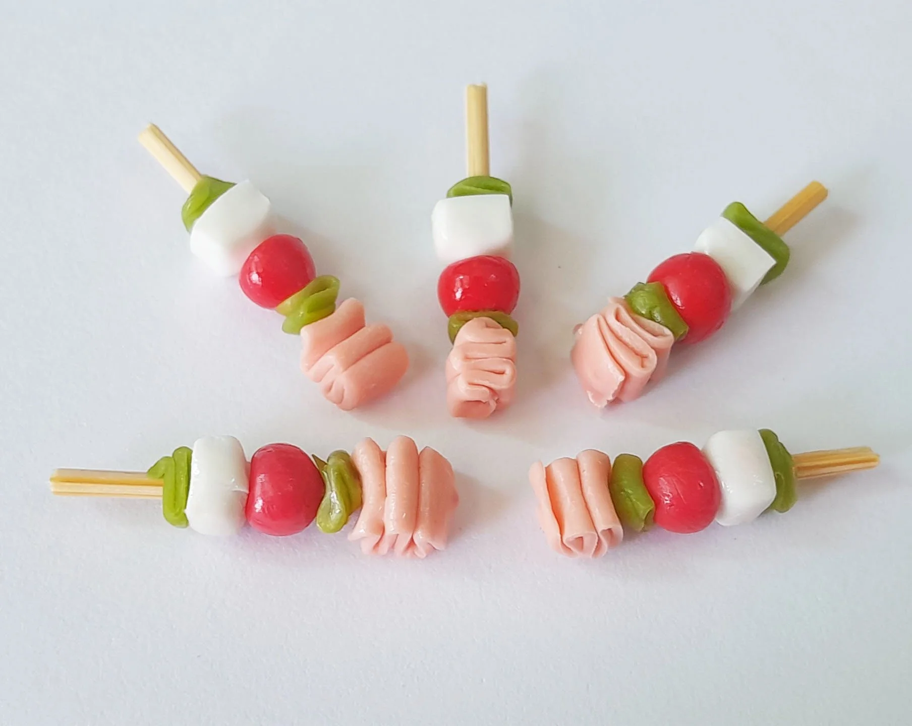 Dollhouse Miniature Cheese Cocktail Sticks * Doll Mini Food Decor Handmade Clay * Wholesale Lot
