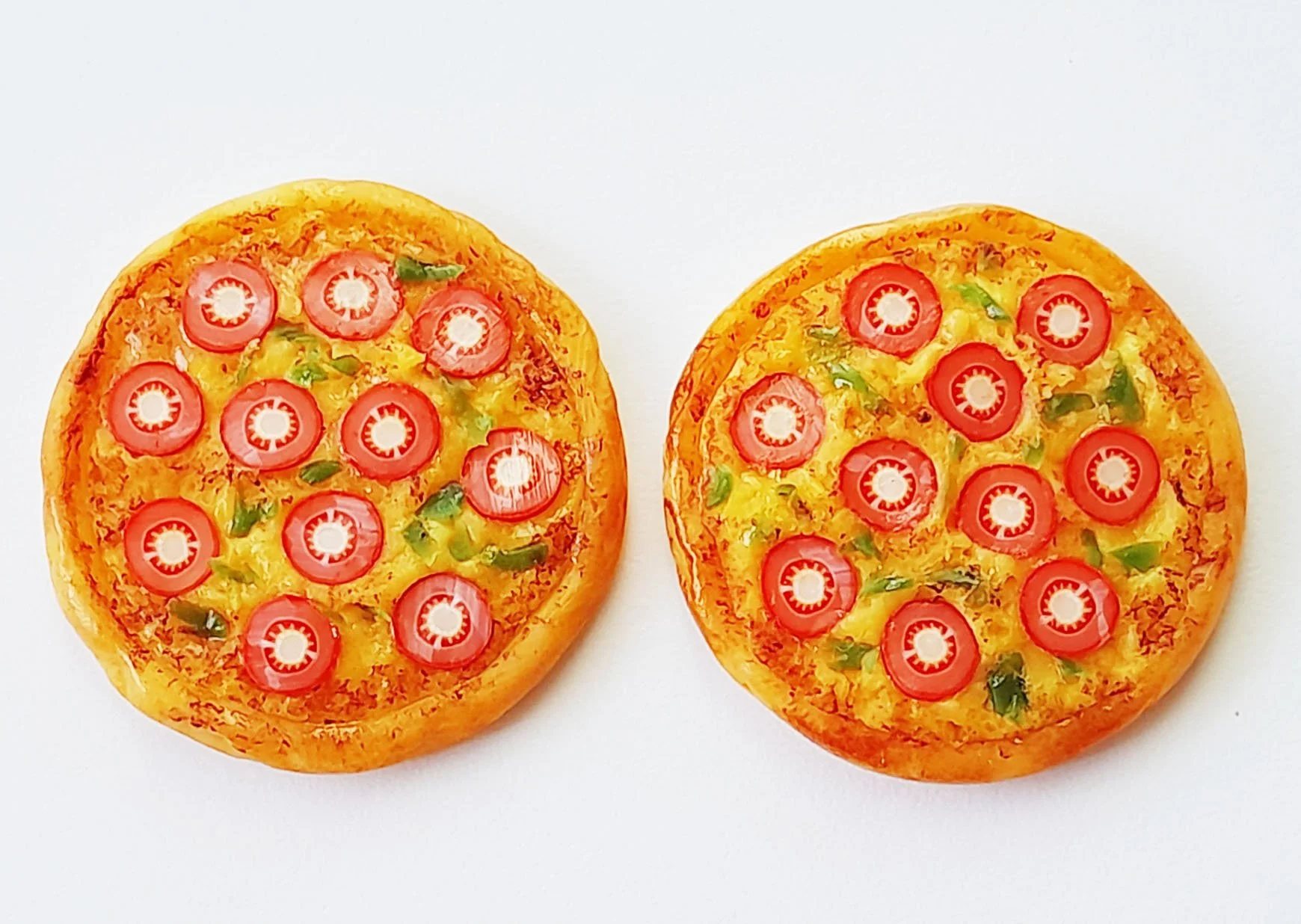 Dollhouse Miniature Pizza Slices: Polymer Clay Veggie 3cm. Whole Pizza Doll Mini Food Handmade