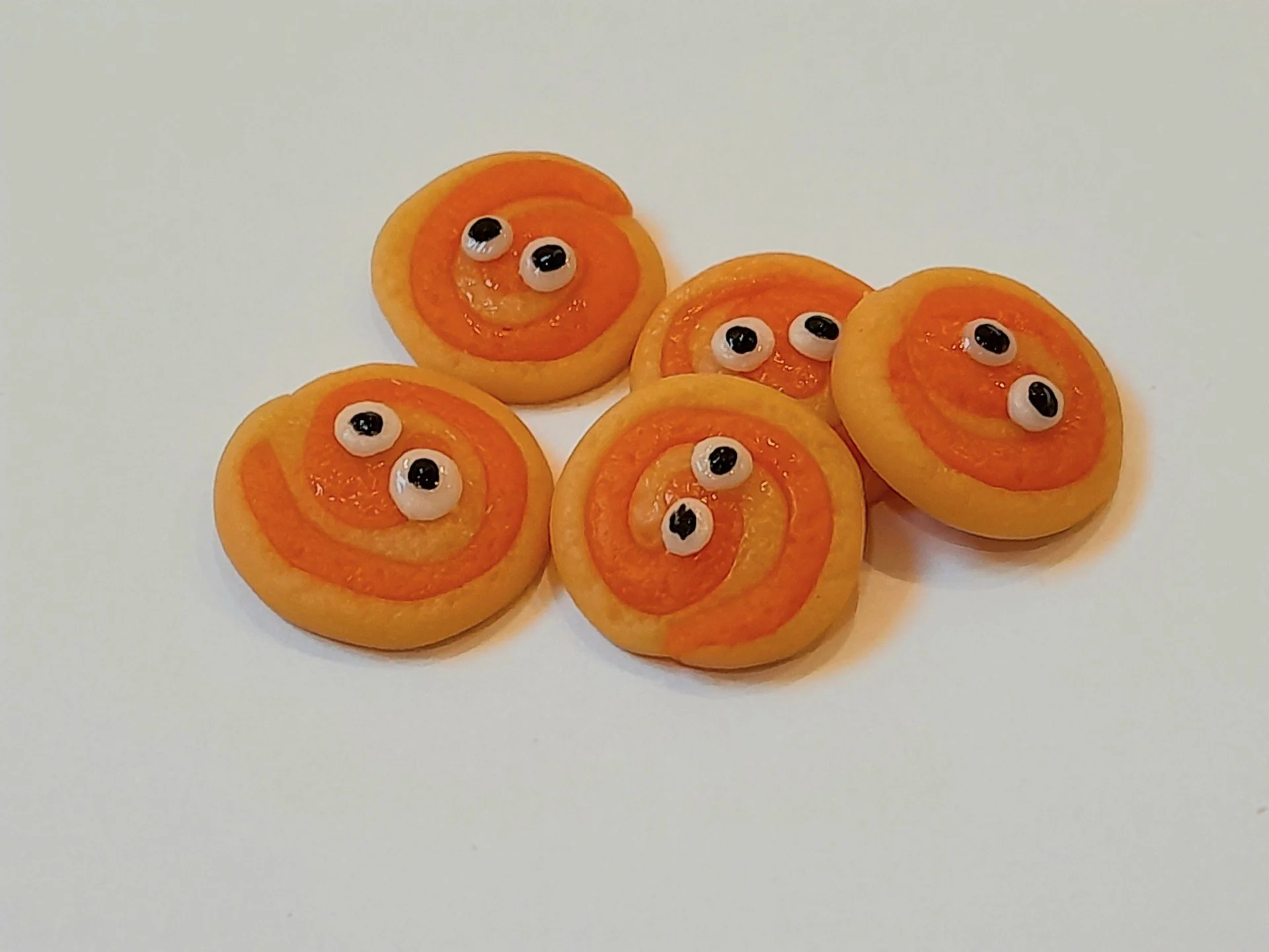 Dollhouse Miniature Halloween Cookies : Handmade Polymer Clay Bakery Pinwheel Cookie Biscuit Treats