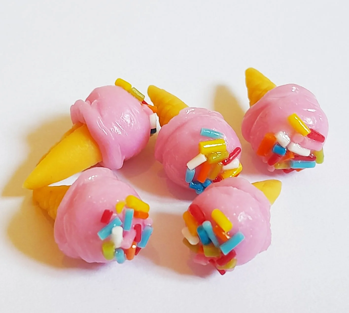Dollhouse Miniature Ice Cream Cones: Doll Mini Food, Handmade Polymer Clay