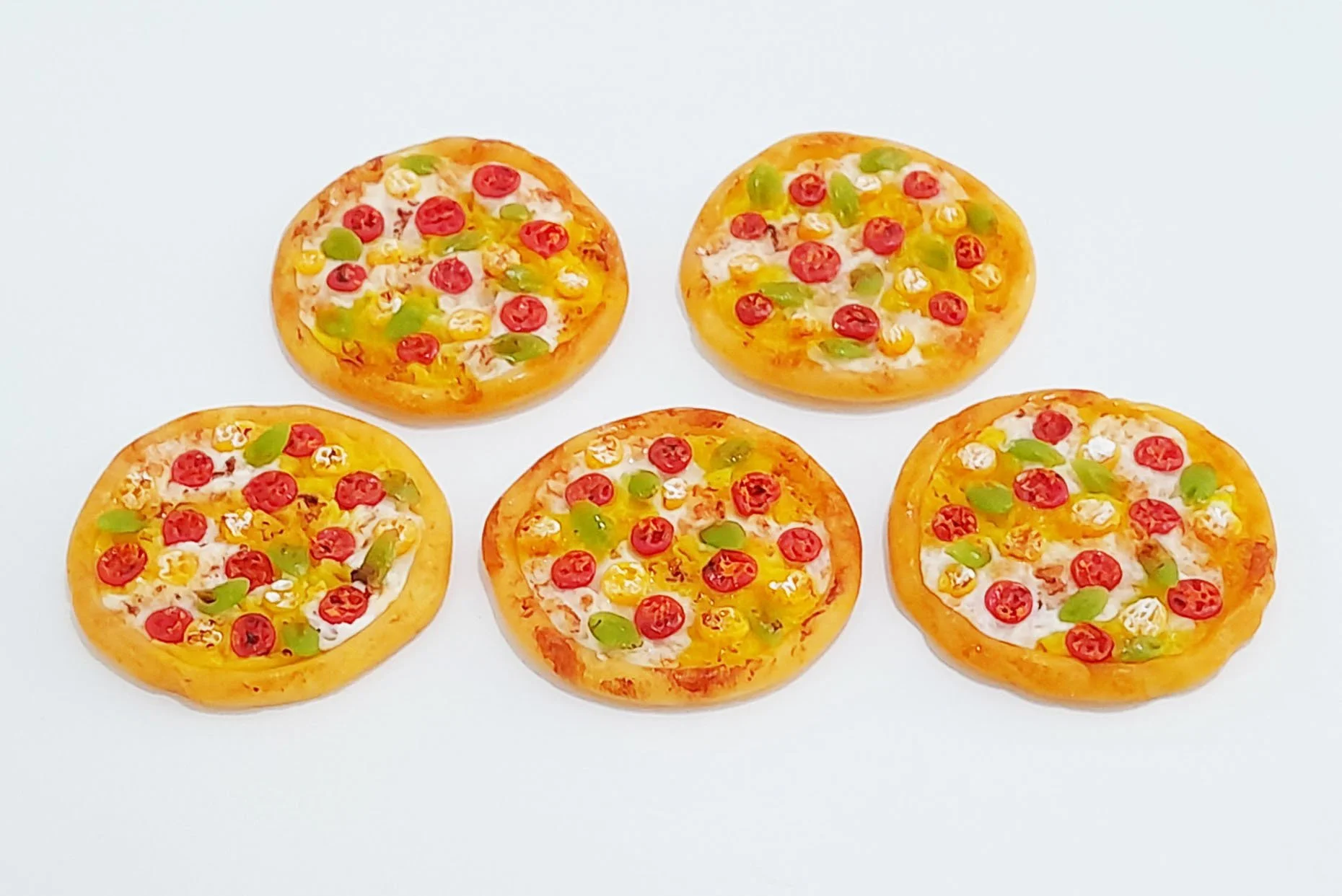 Dollhouse Miniature Pizza Slices: Polymer Clay Veggie 3cm. Whole Pizza Doll Mini Food Handmade