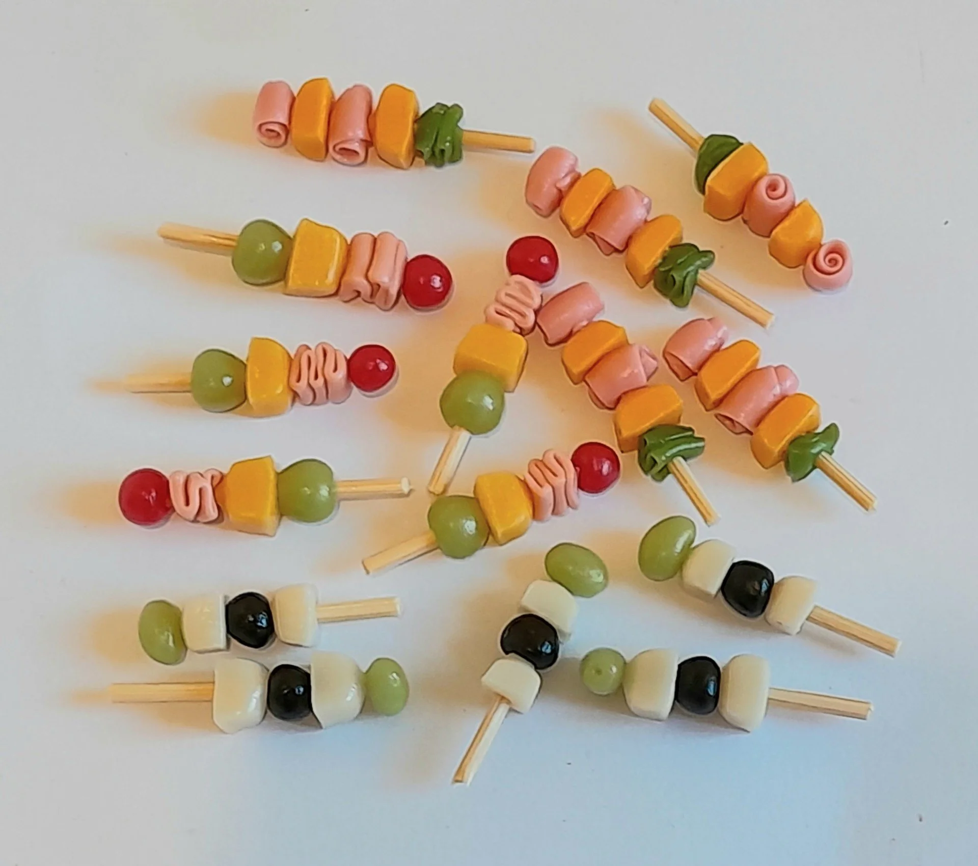 Dollhouse Miniature Cheese Cocktail Sticks * Doll Mini Food Decor Handmade Clay * Wholesale Lot