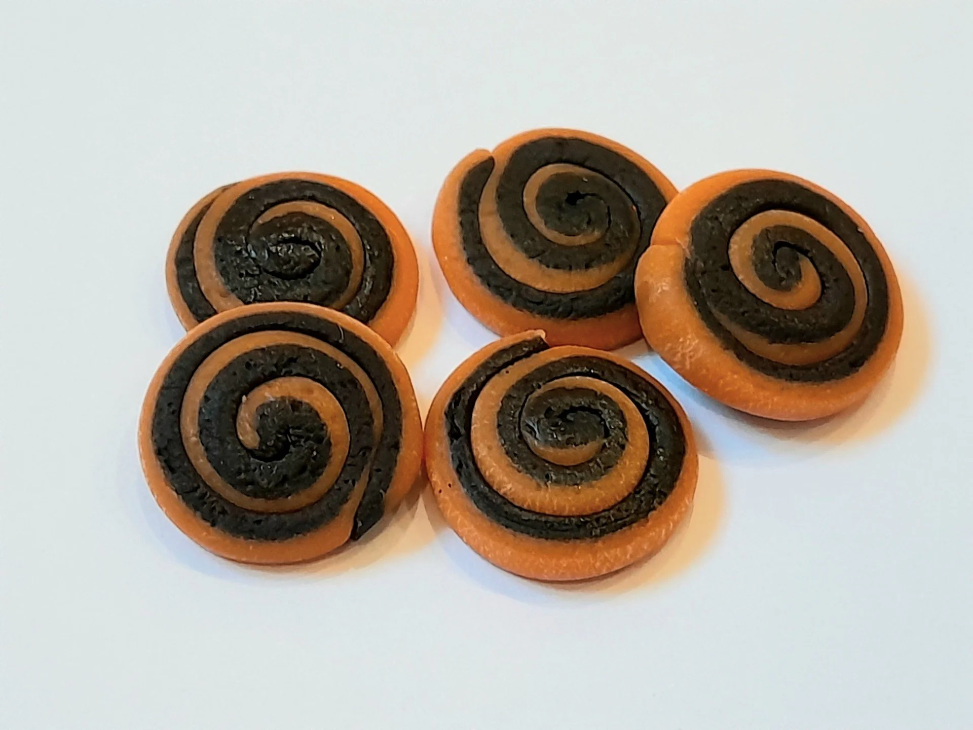 Dollhouse Miniature Halloween Cookies : Handmade Polymer Clay Bakery Pinwheel Cookie Biscuit Treats