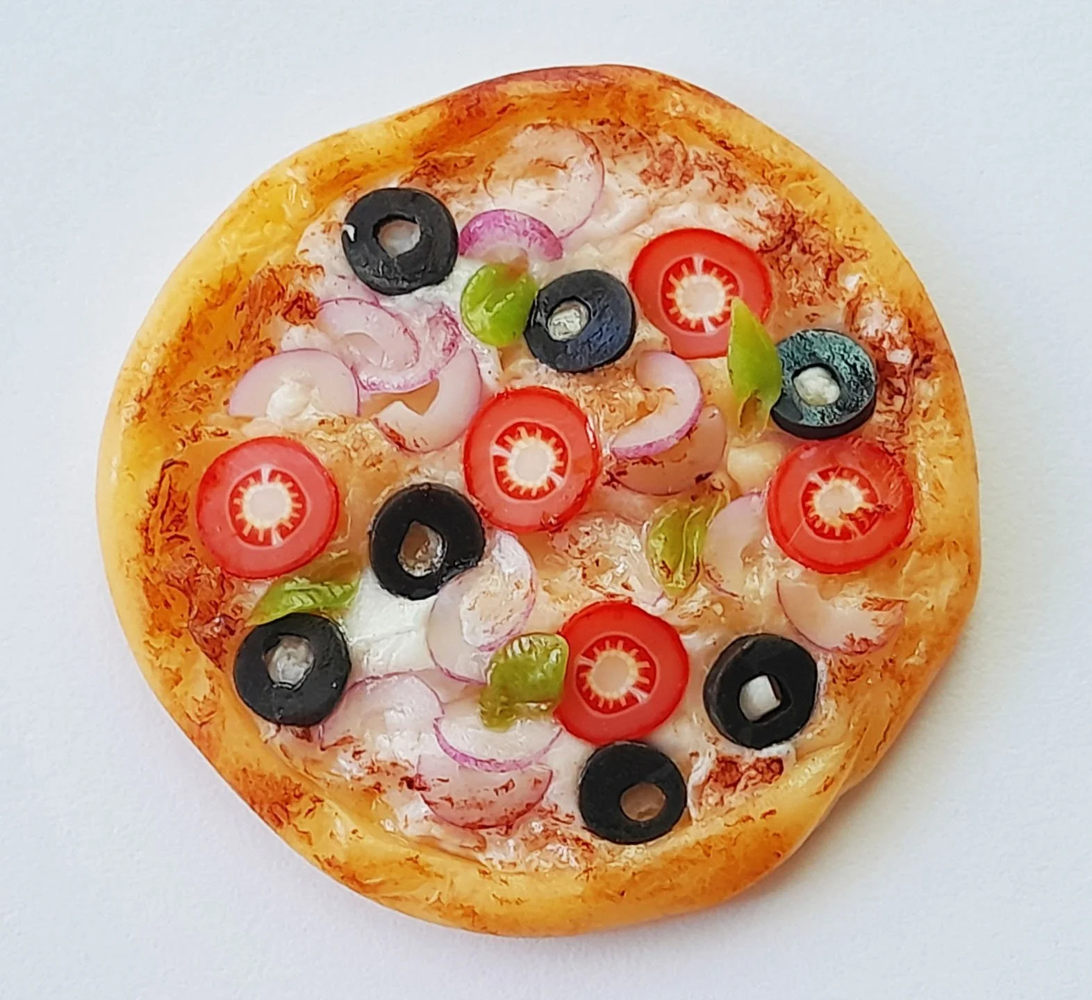 Dollhouse Miniature Pizza Slices: Polymer Clay Veggie 3cm. Whole Pizza Doll Mini Food Handmade